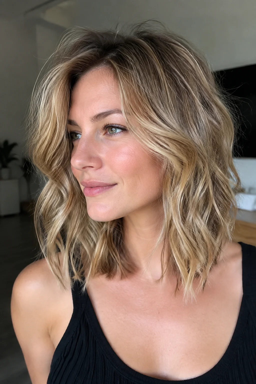 Tousled Beach-Wave Midi hairstyle