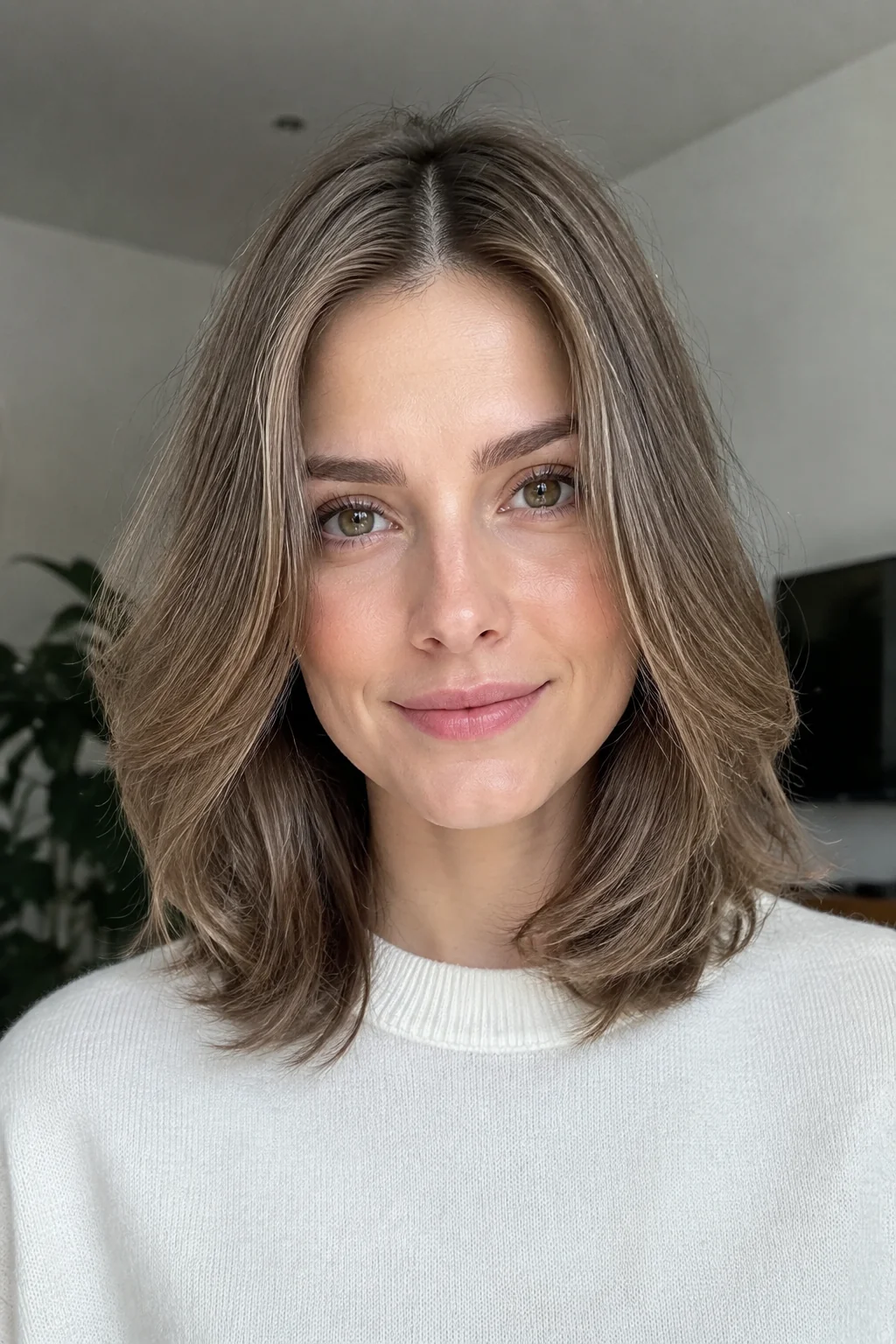 Center-Parted Midi with Subtle Tapering hairstyle
