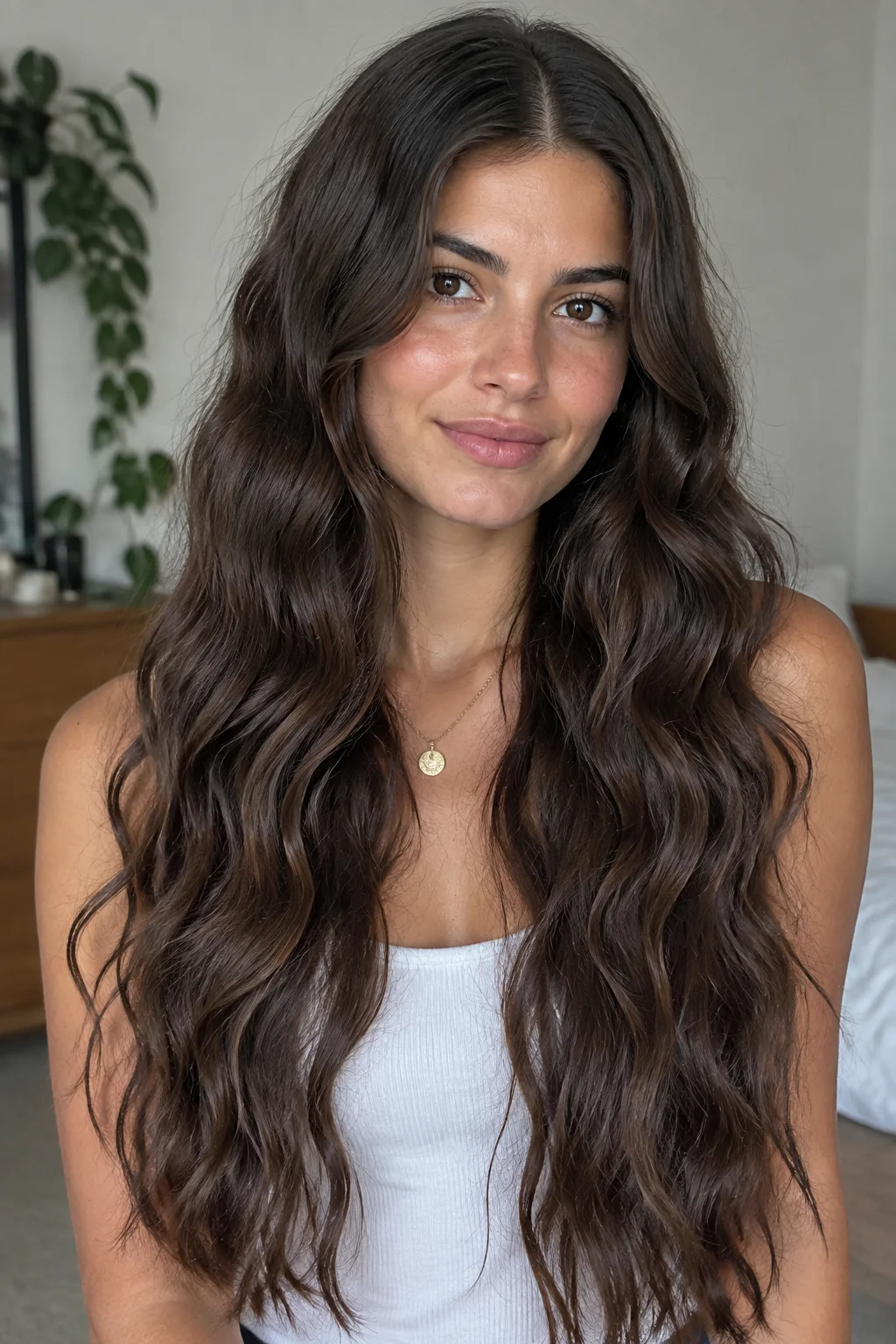 Classic Center-Parted Free Waves hairstyle