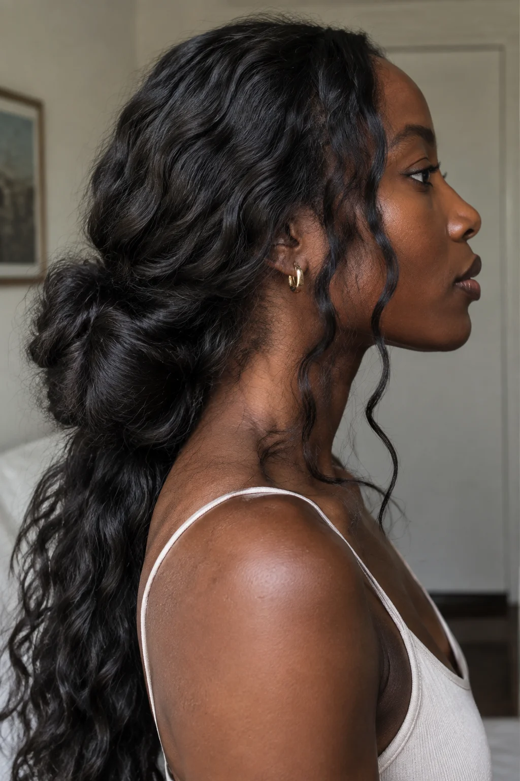 Low Chignon with Escaped Tendrils hairstyle