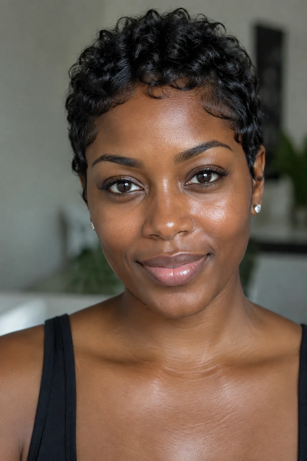 Curly Cropped Pixie hairstyle