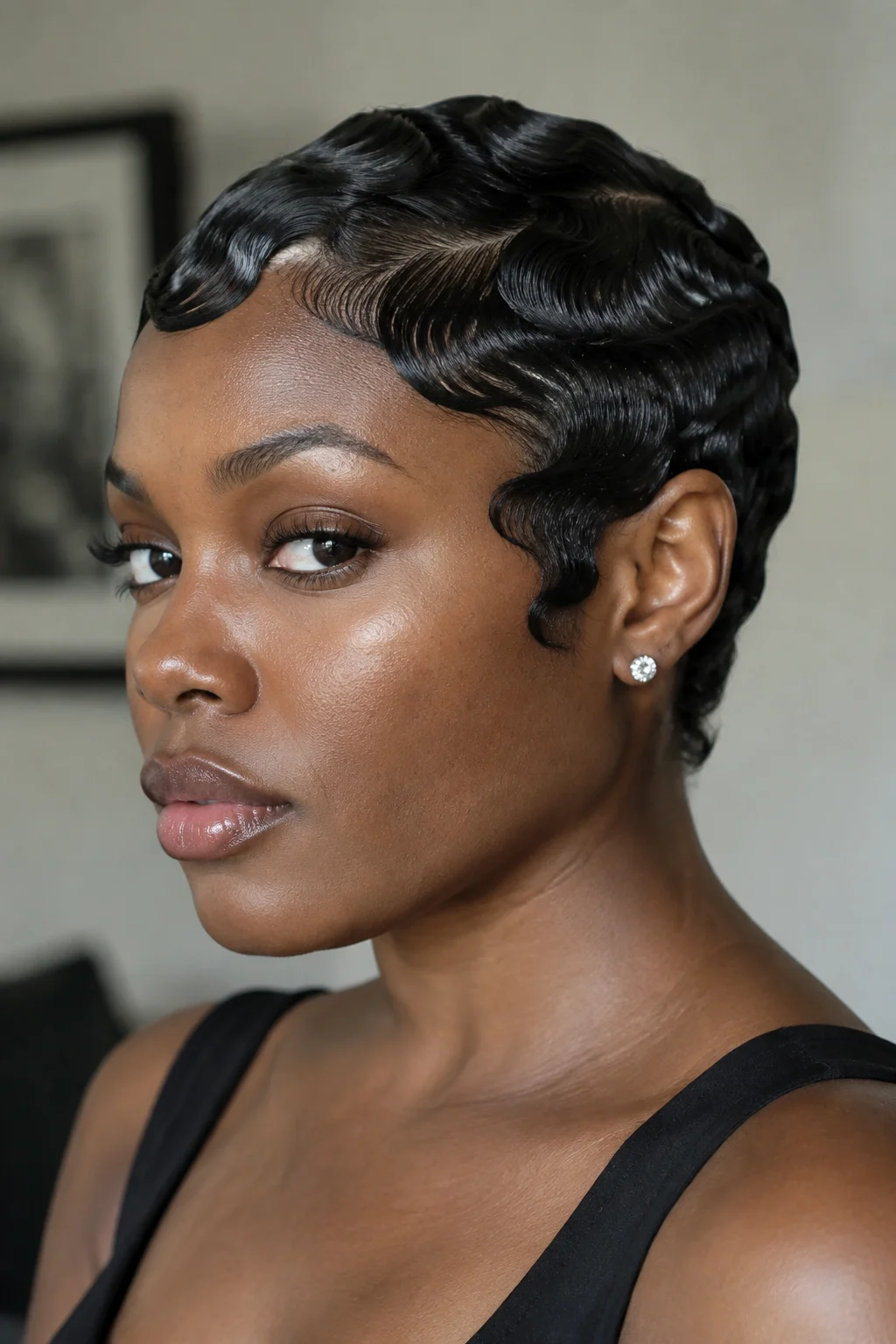 Vintage Finger-Wave Pixie hairstyle