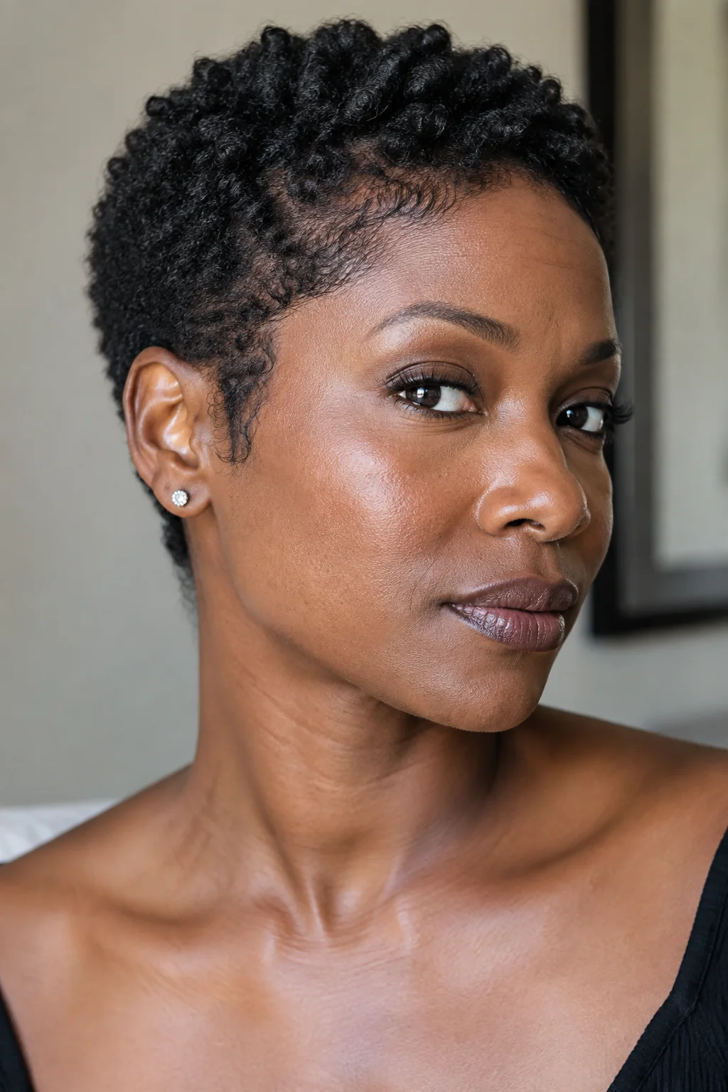 Cropped Afro-Pixie hairstyle