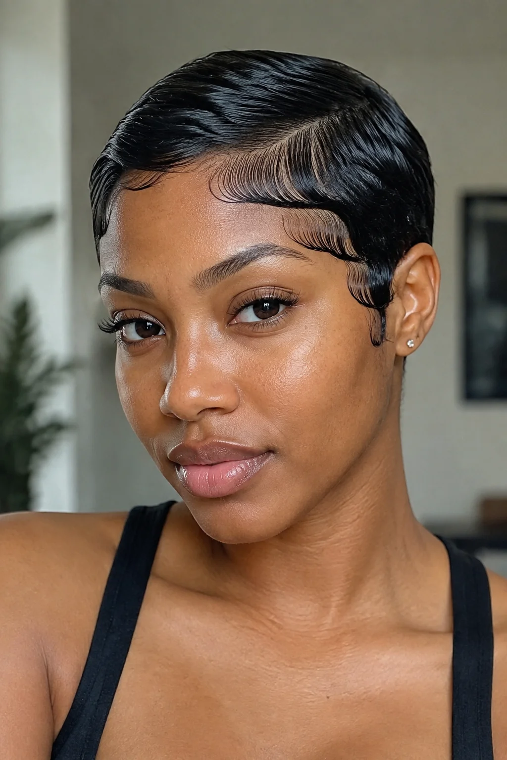 Baby-Hair Edged Sleek Pixie