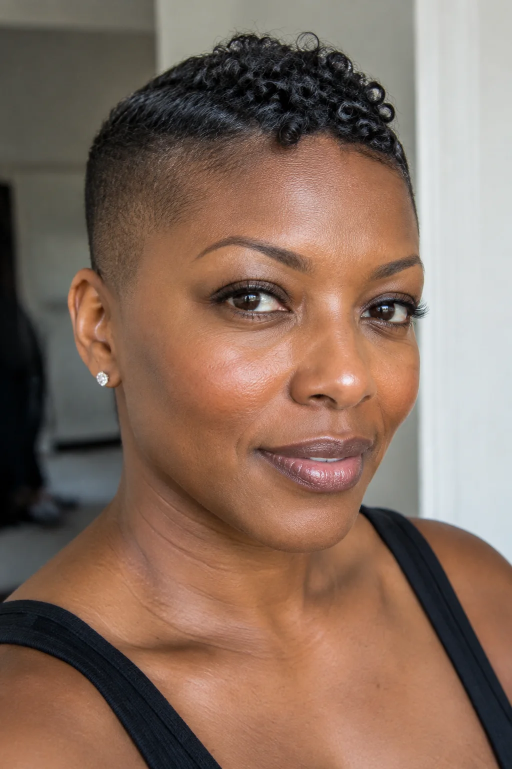 Ultra-Short Fade with Curly Crown hairstyle