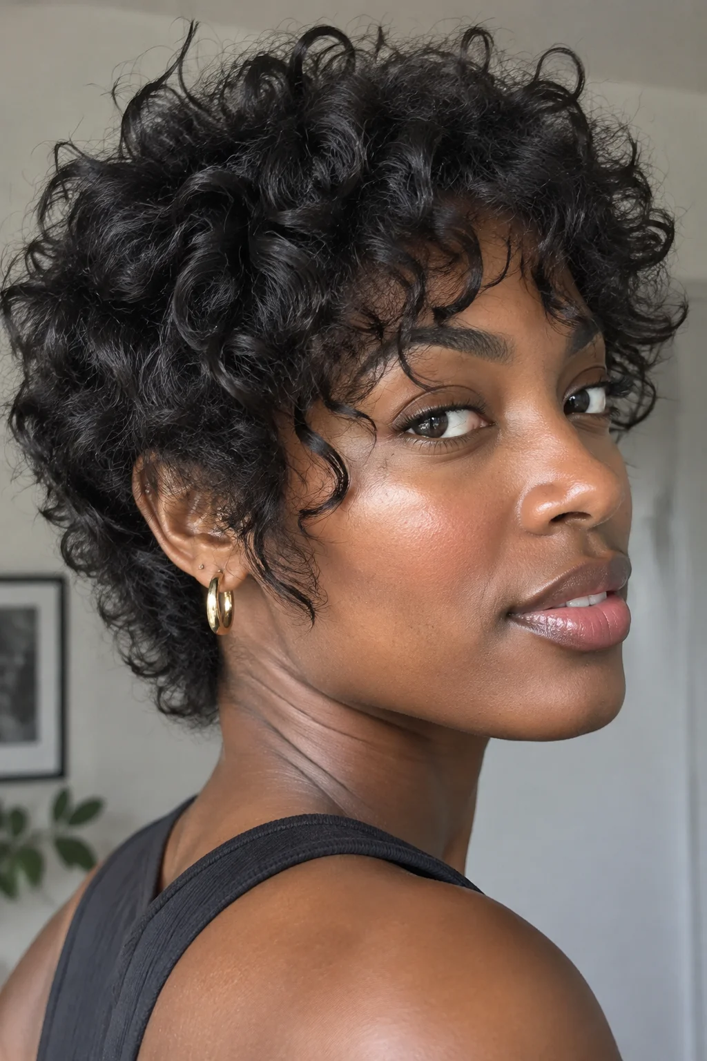 Tapered Nape Curly Micro Wolf hairstyle