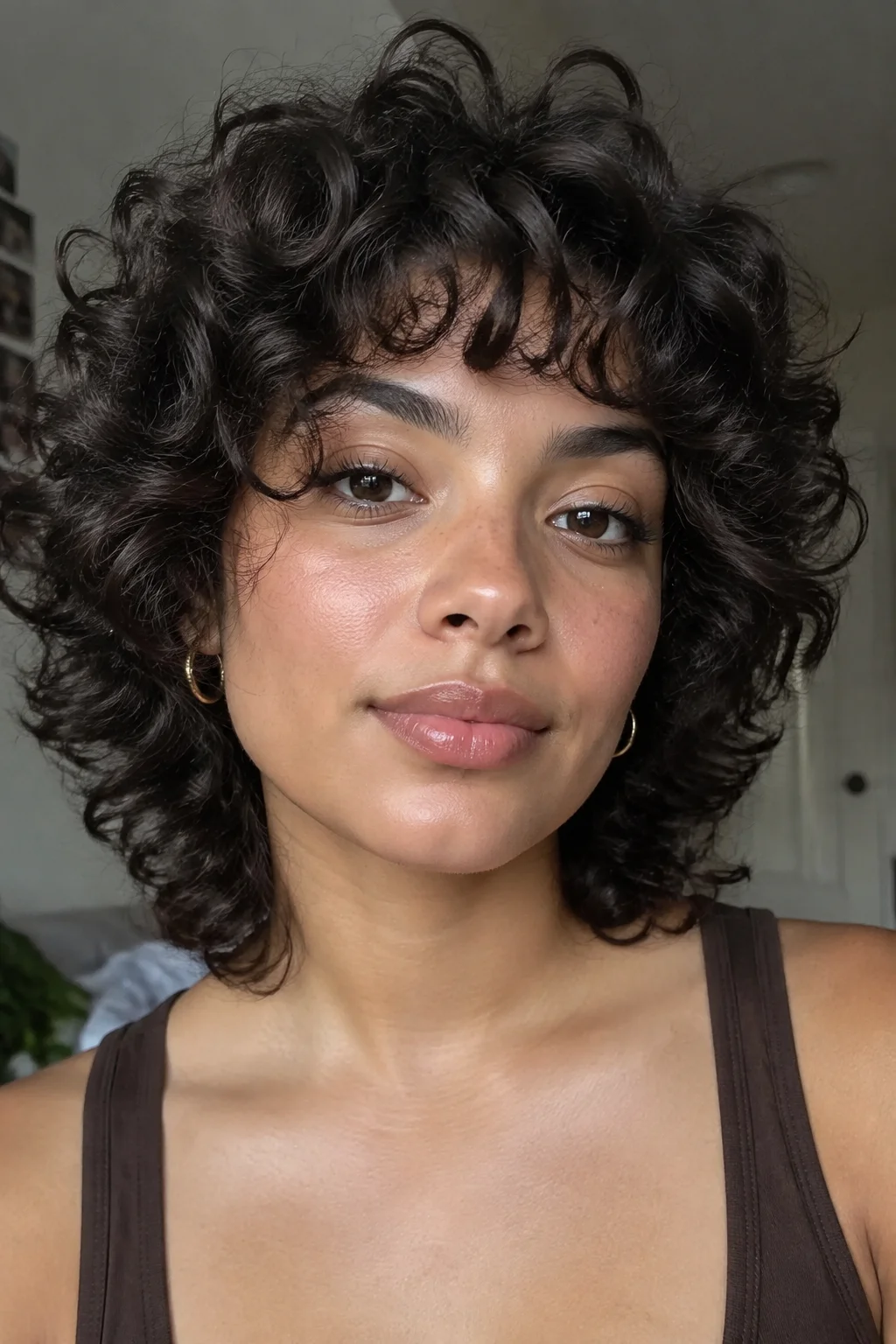 Ear-Length Curly French Wolf hairstyle