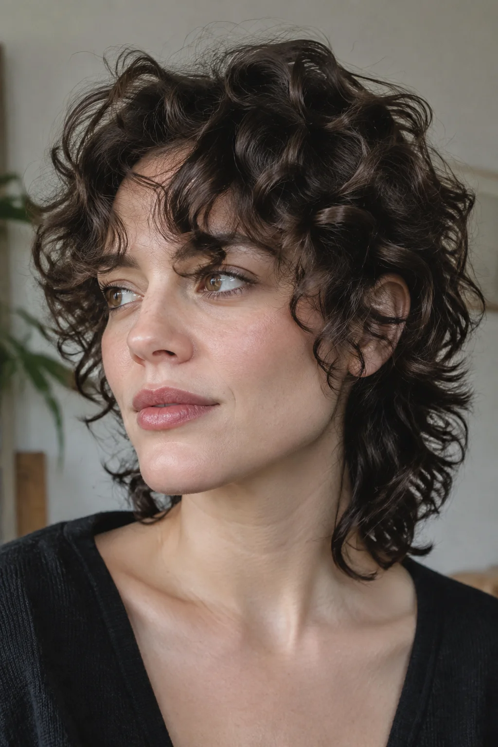 Wispy Curly Wolf with Feathered Bangs hairstyle