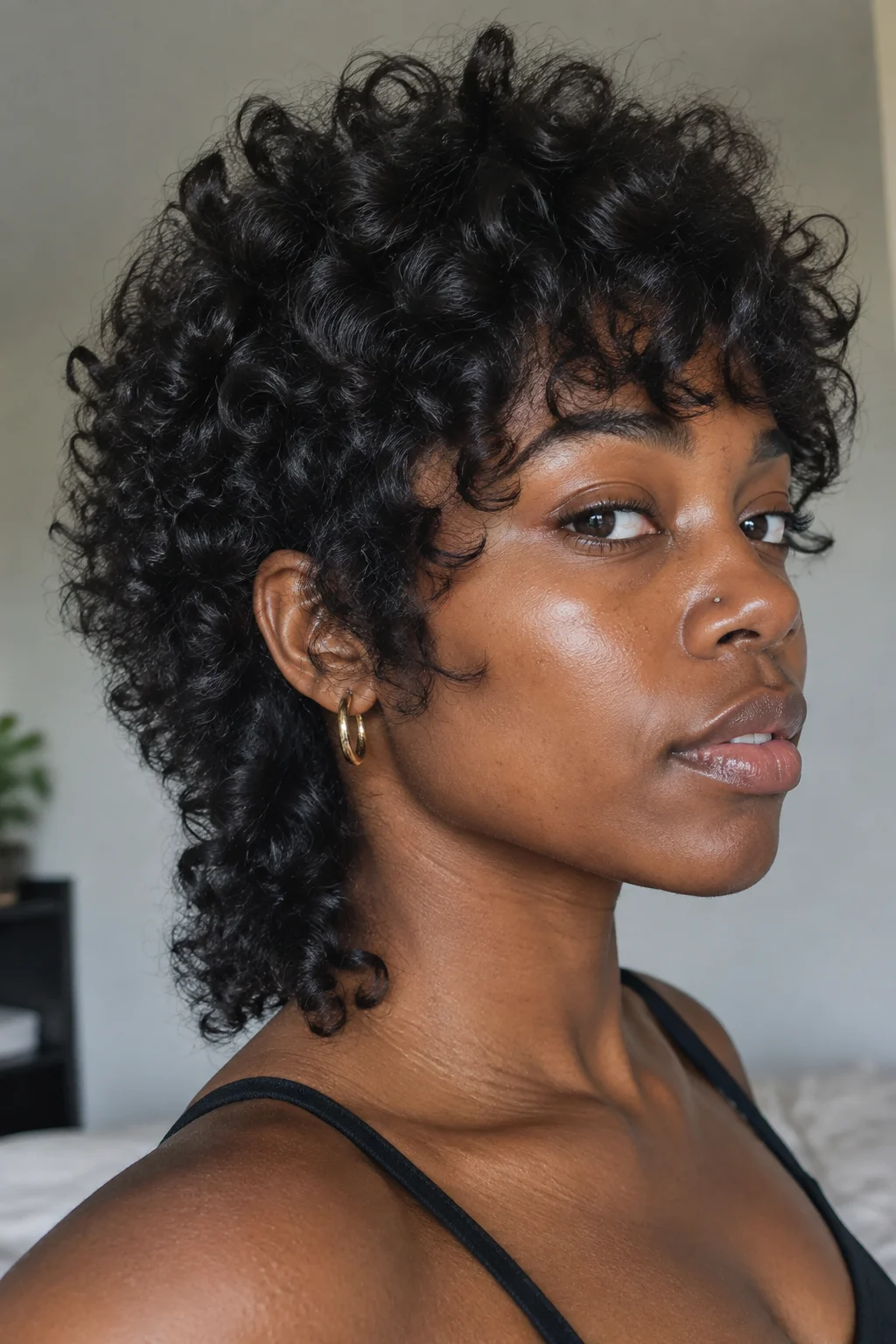 Coily Mullet-Leaning Short Wolf hairstyle