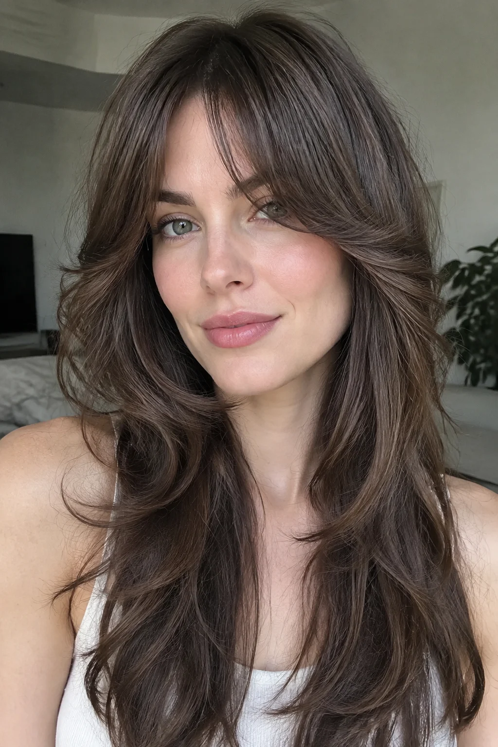 Bottleneck Bangs Butterfly Cut hairstyle