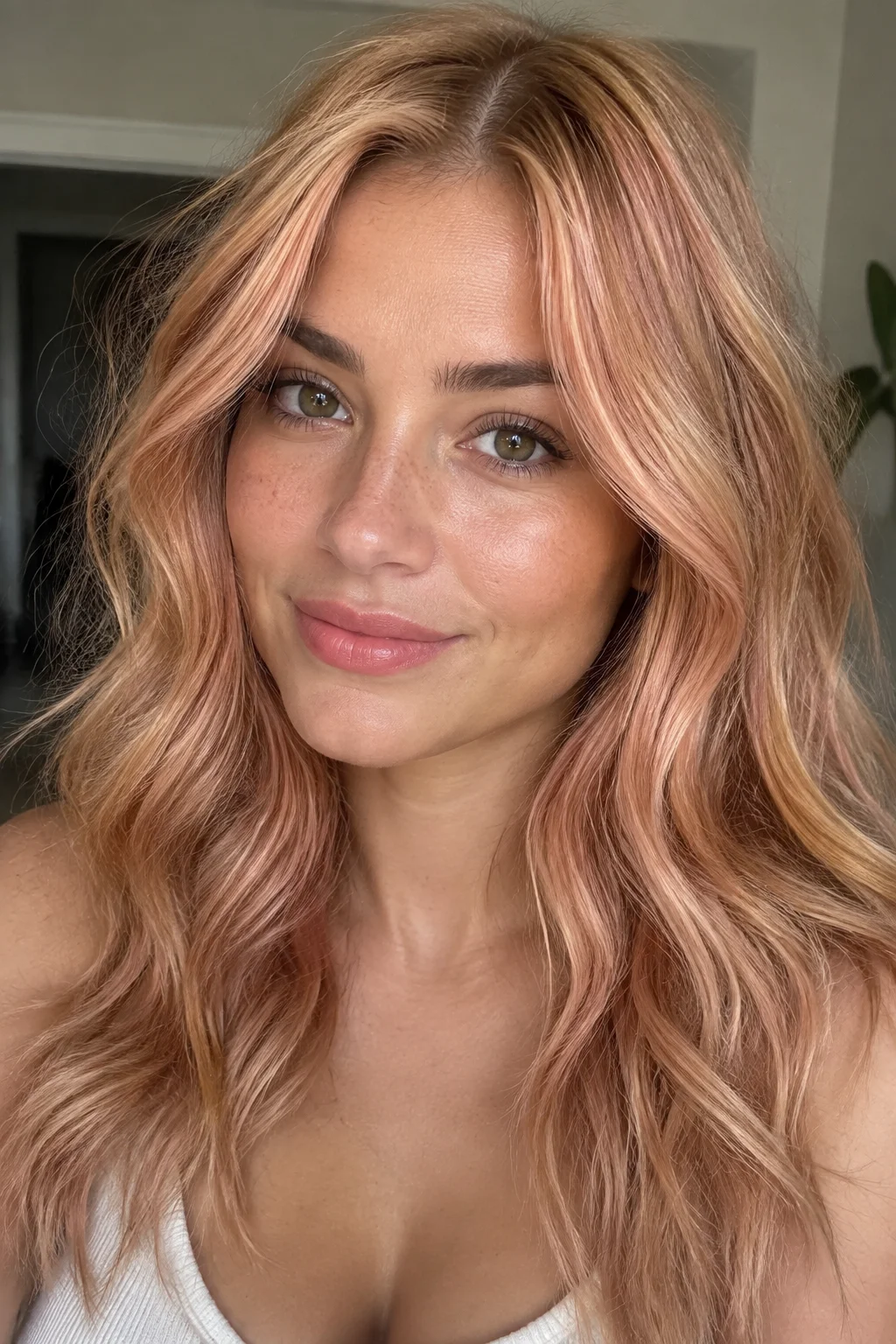 Golden Peach Strawberry Blonde hair color