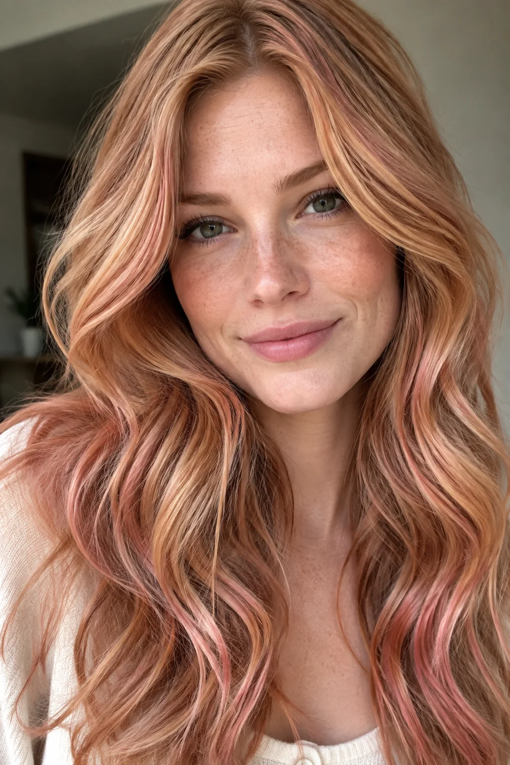Copper-Rose Strawberry Balayage hair color