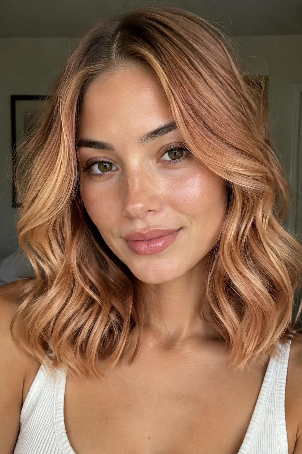 Rooted Strawberry Blonde Melt hair color