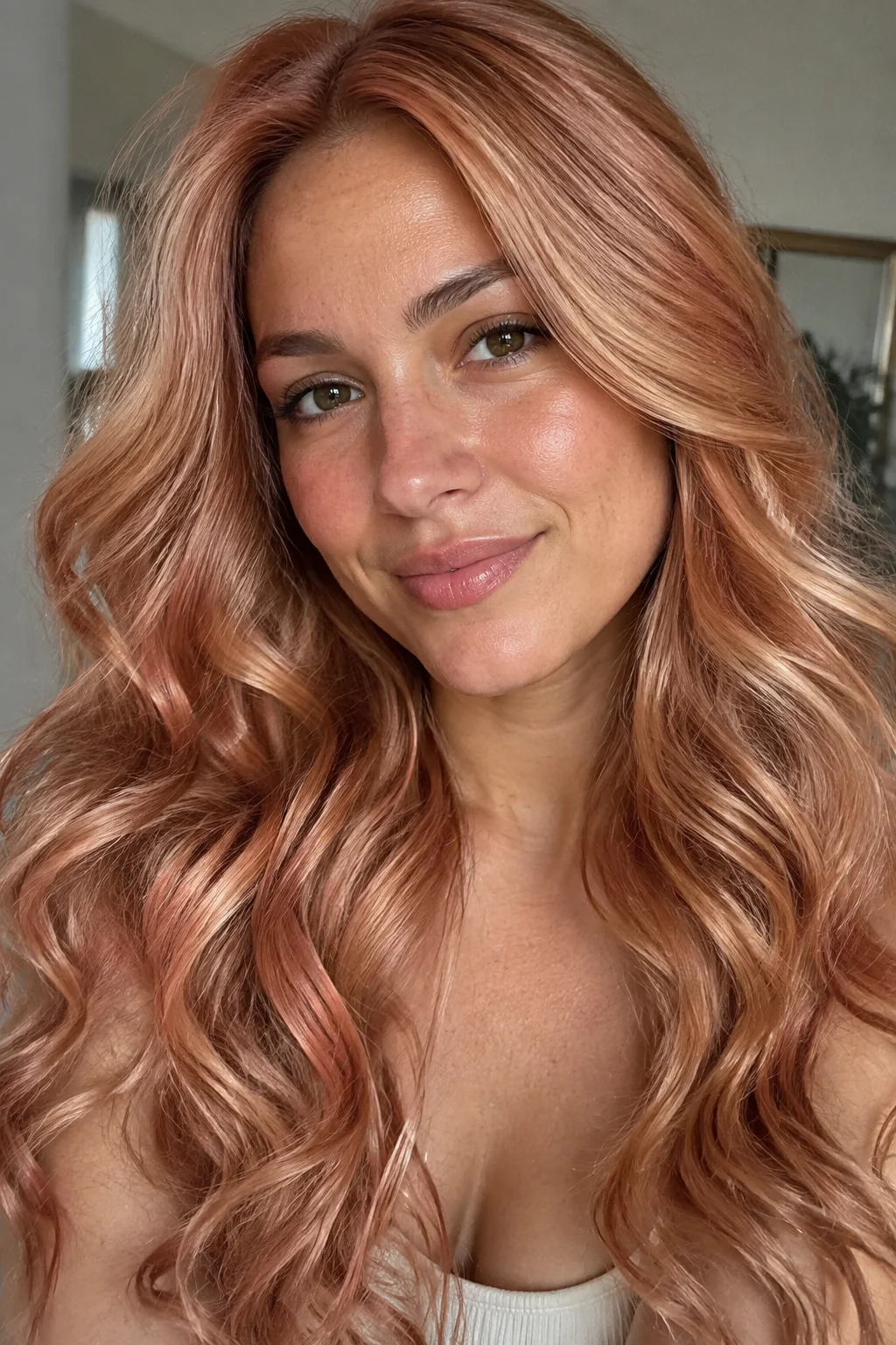 Copper-Kissed Warm Strawberry hair color