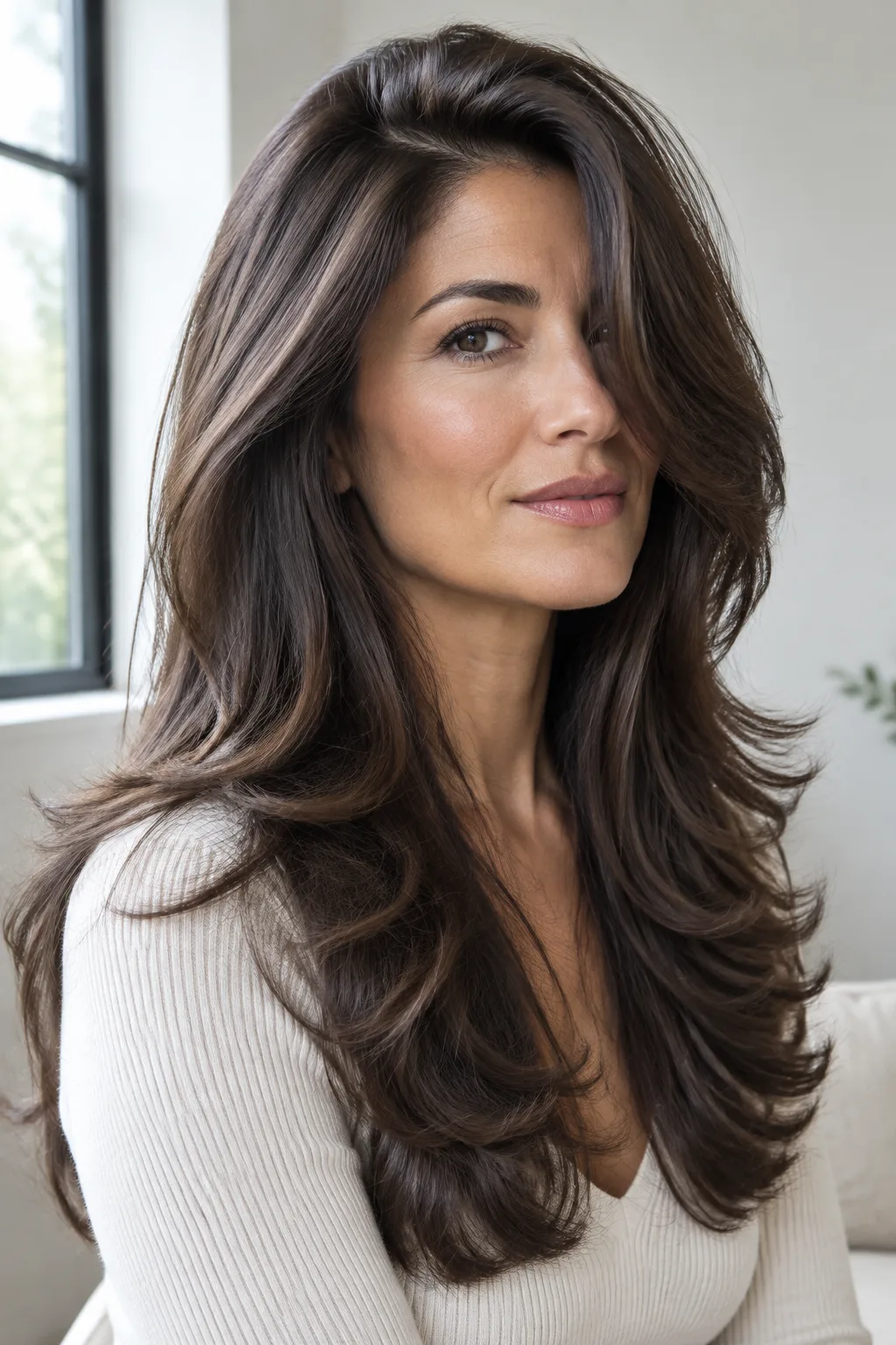 Deep Side-Part Butterfly Cut hairstyle