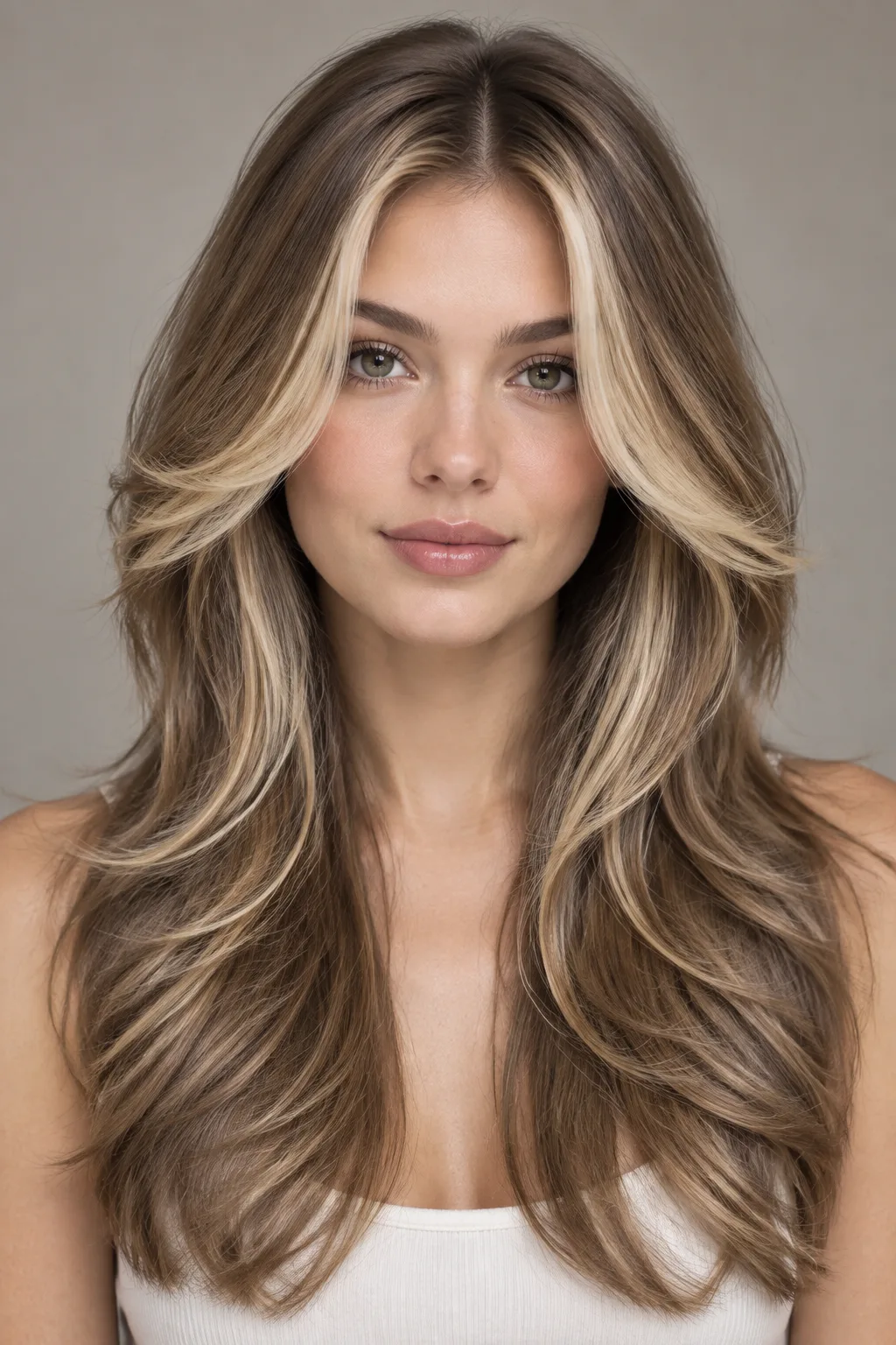 Butterfly Cut with Money Piece Highlights hairstyle