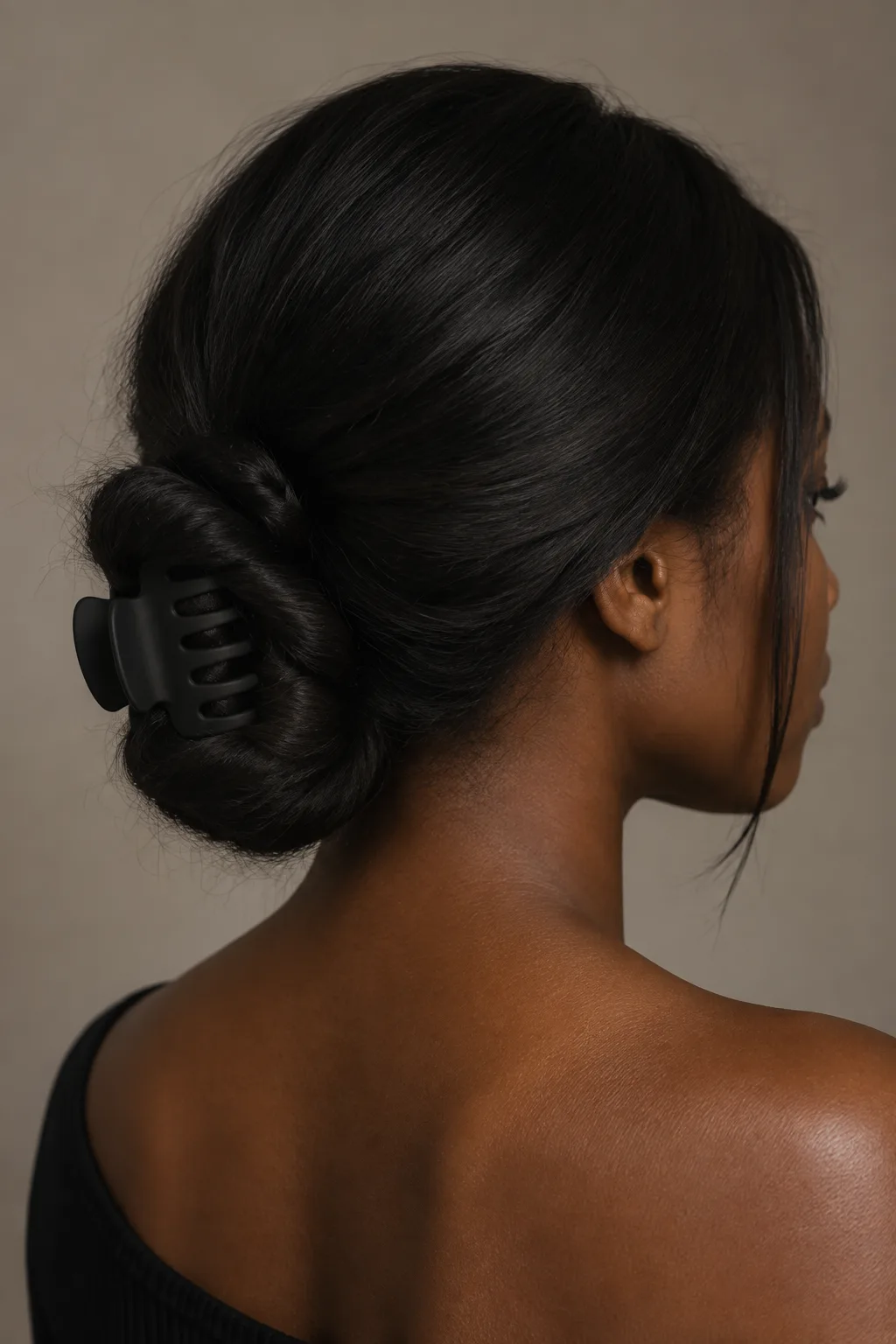 Low Claw Clip Chignon hairstyle