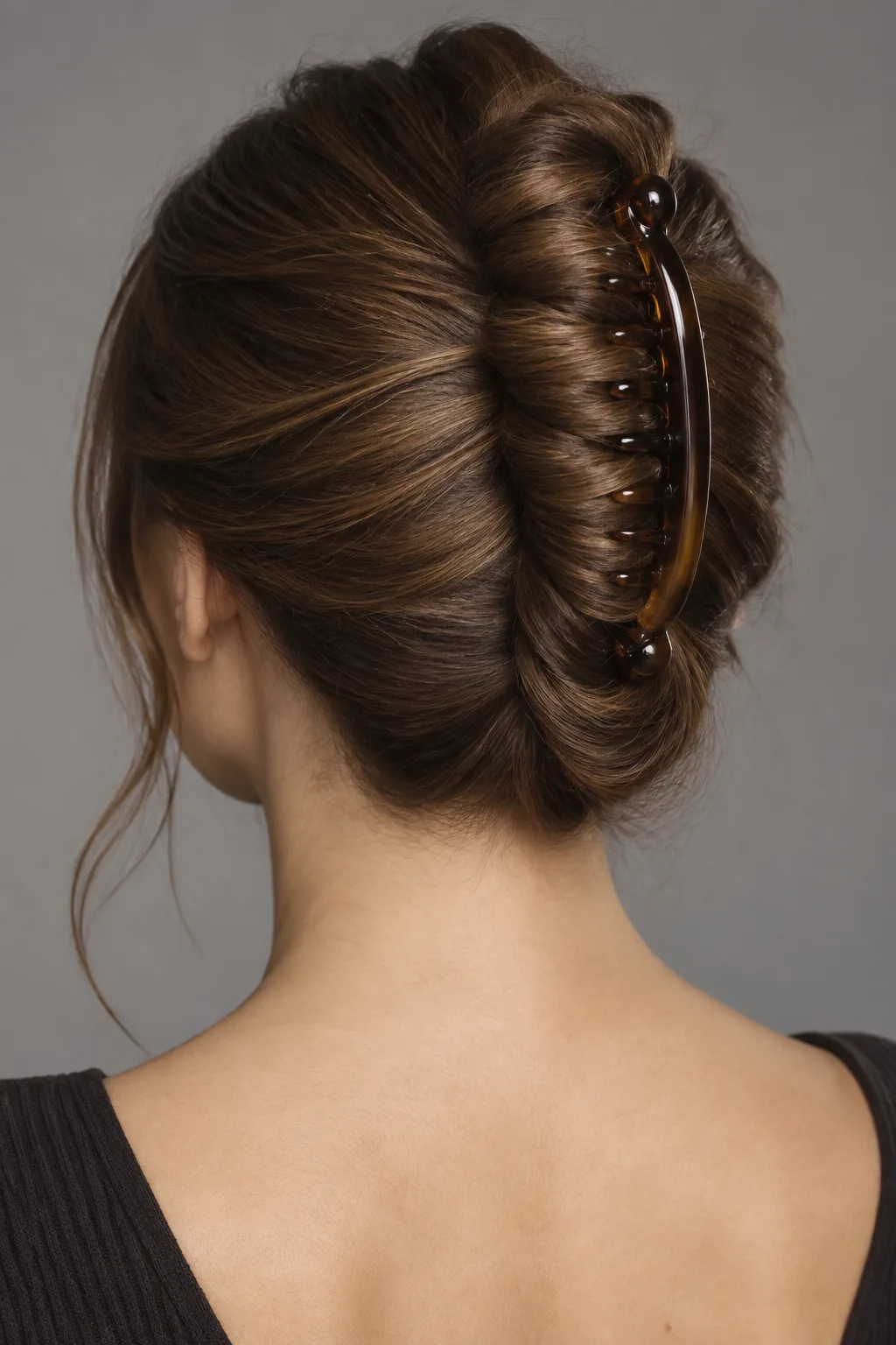 Banana Clip Vertical Roll hairstyle