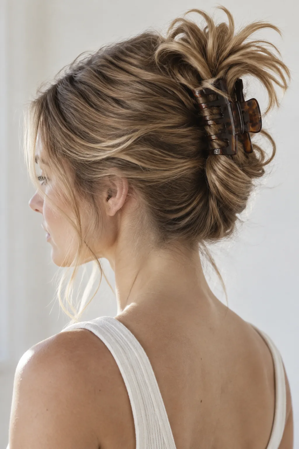 High Claw Clip Twist With Loose Ends hairstyle