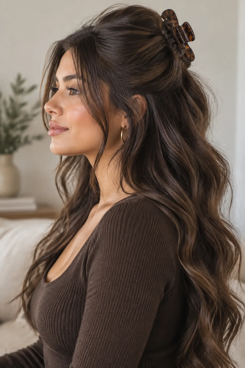 Claw Clip Half-Up With Crown Volume hairstyle