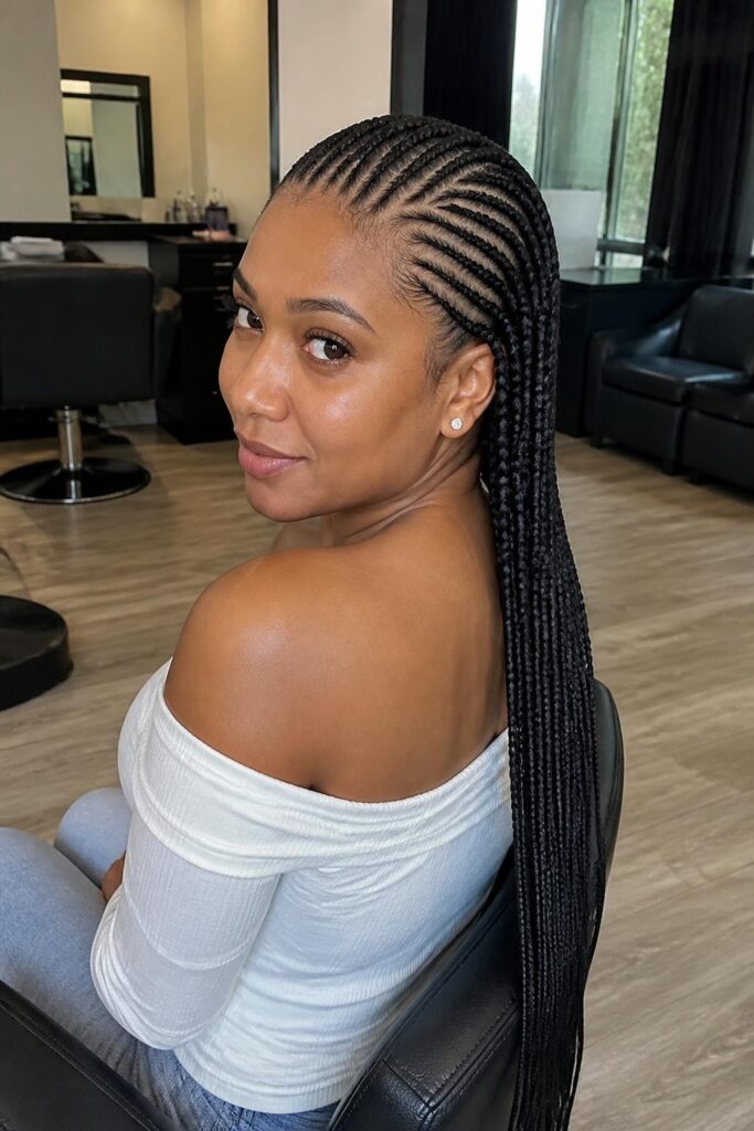 Feed-in braids with curved part