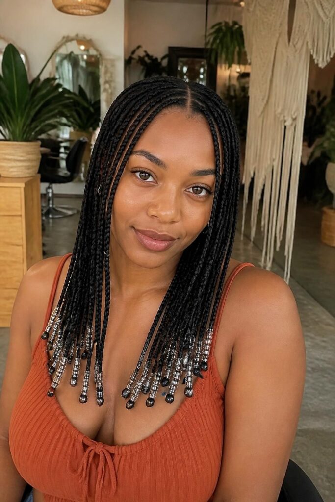 Fulani braids with beads