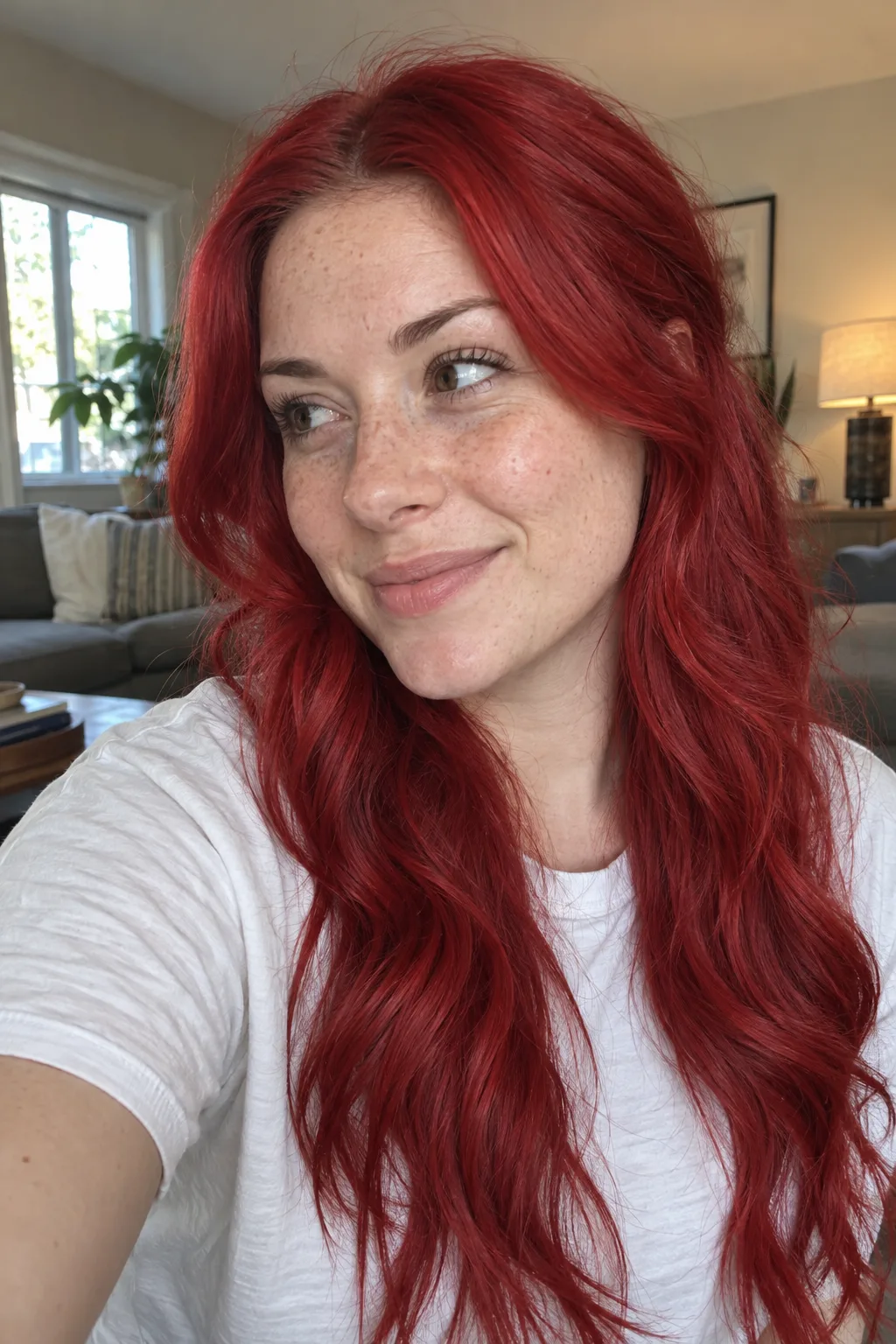 Bright Cherry Red Waves hair color