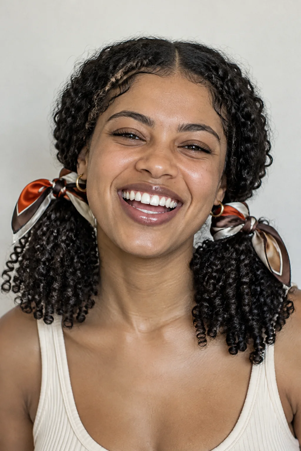 Scarf-Wrapped Pigtails hairstyle