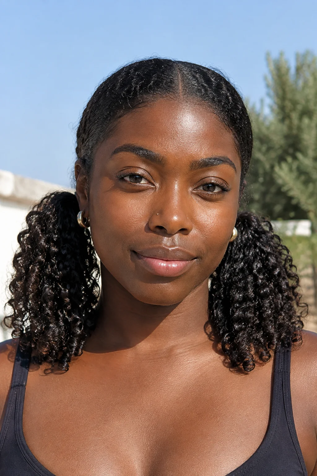 Wet-Look Defined Pigtails hairstyle