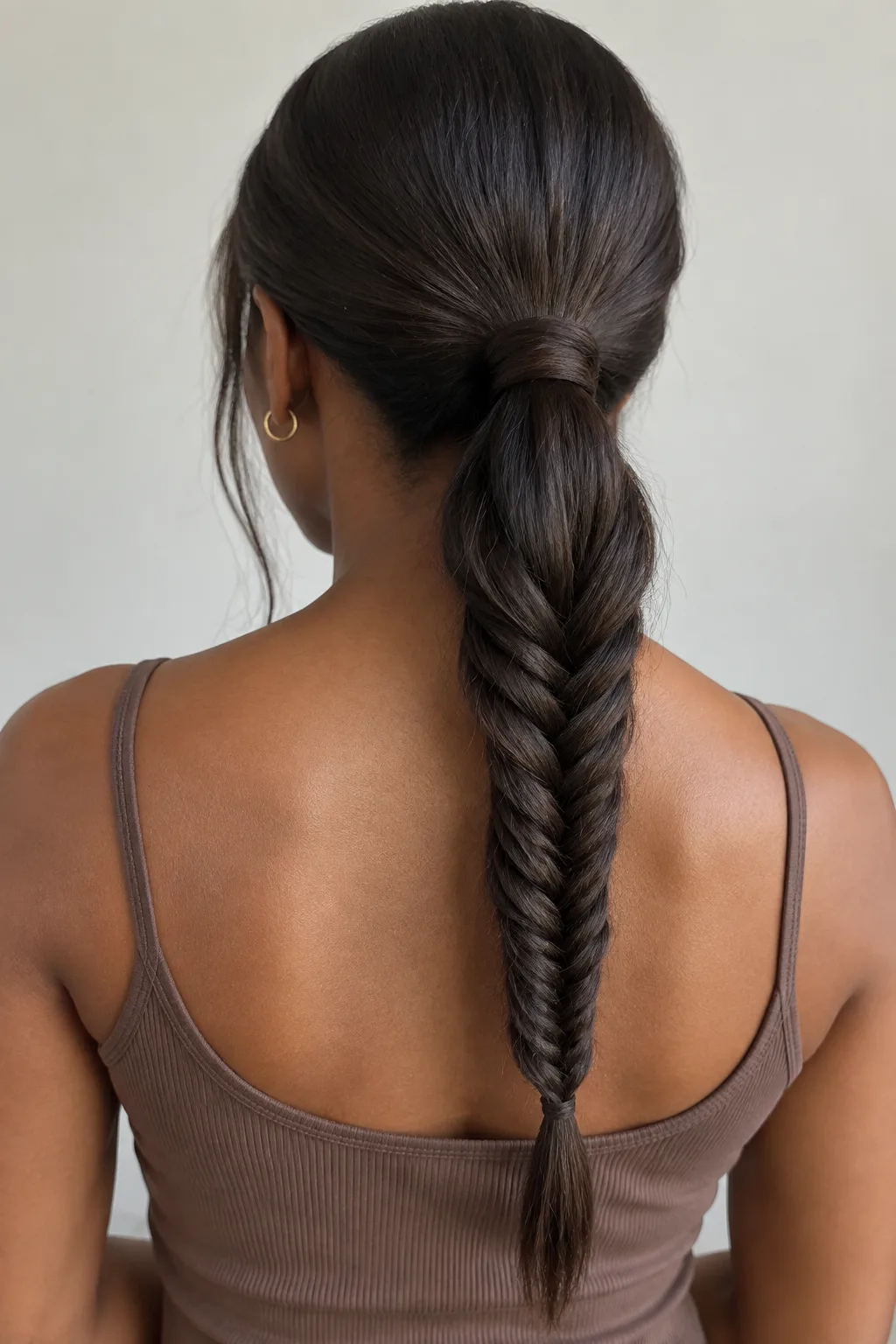 Simple Fishtail Braided Ponytail hairstyle