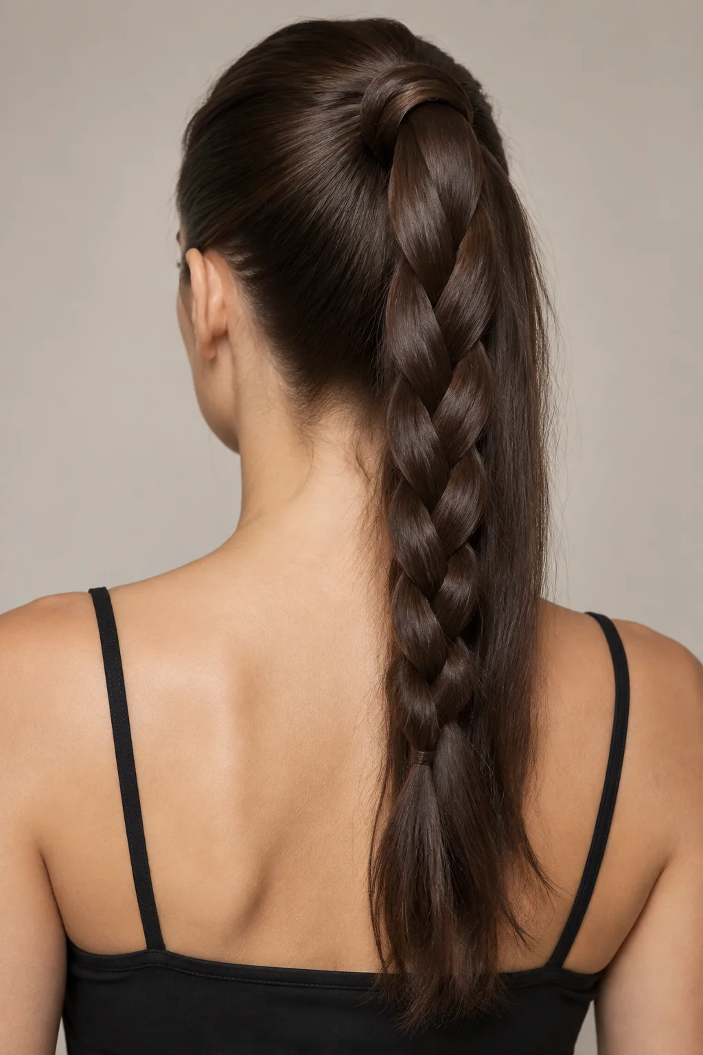 Sleek Braided Ponytail With Hair Wrap