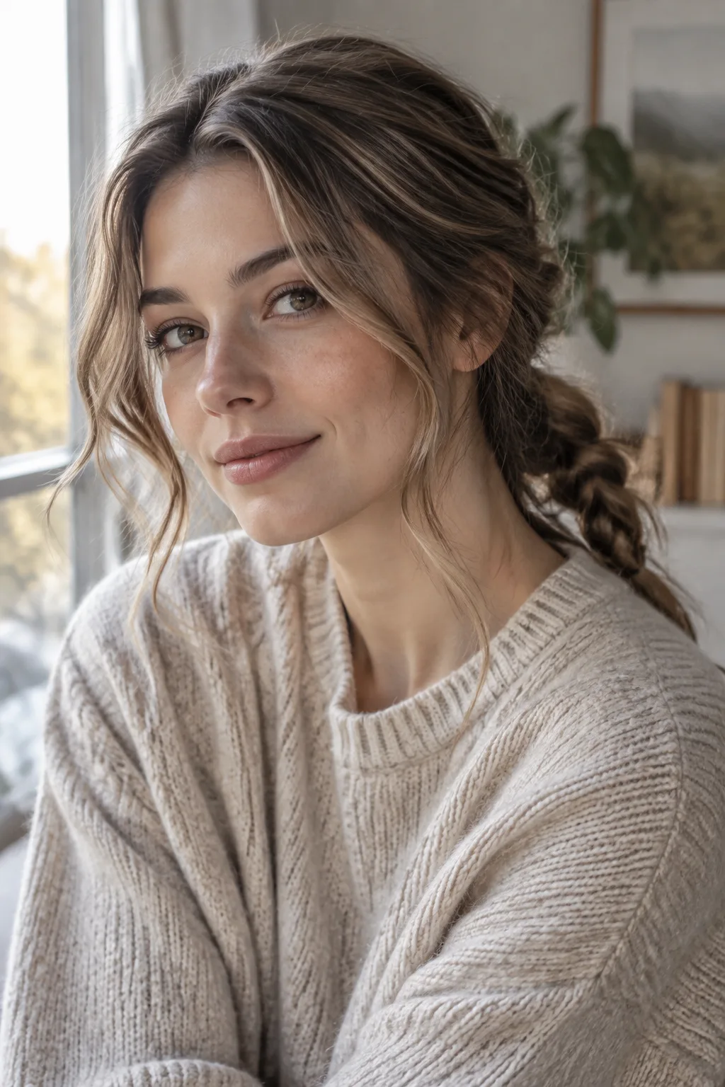 Messy Braid Ponytail With Face-Framing Pieces hairstyle