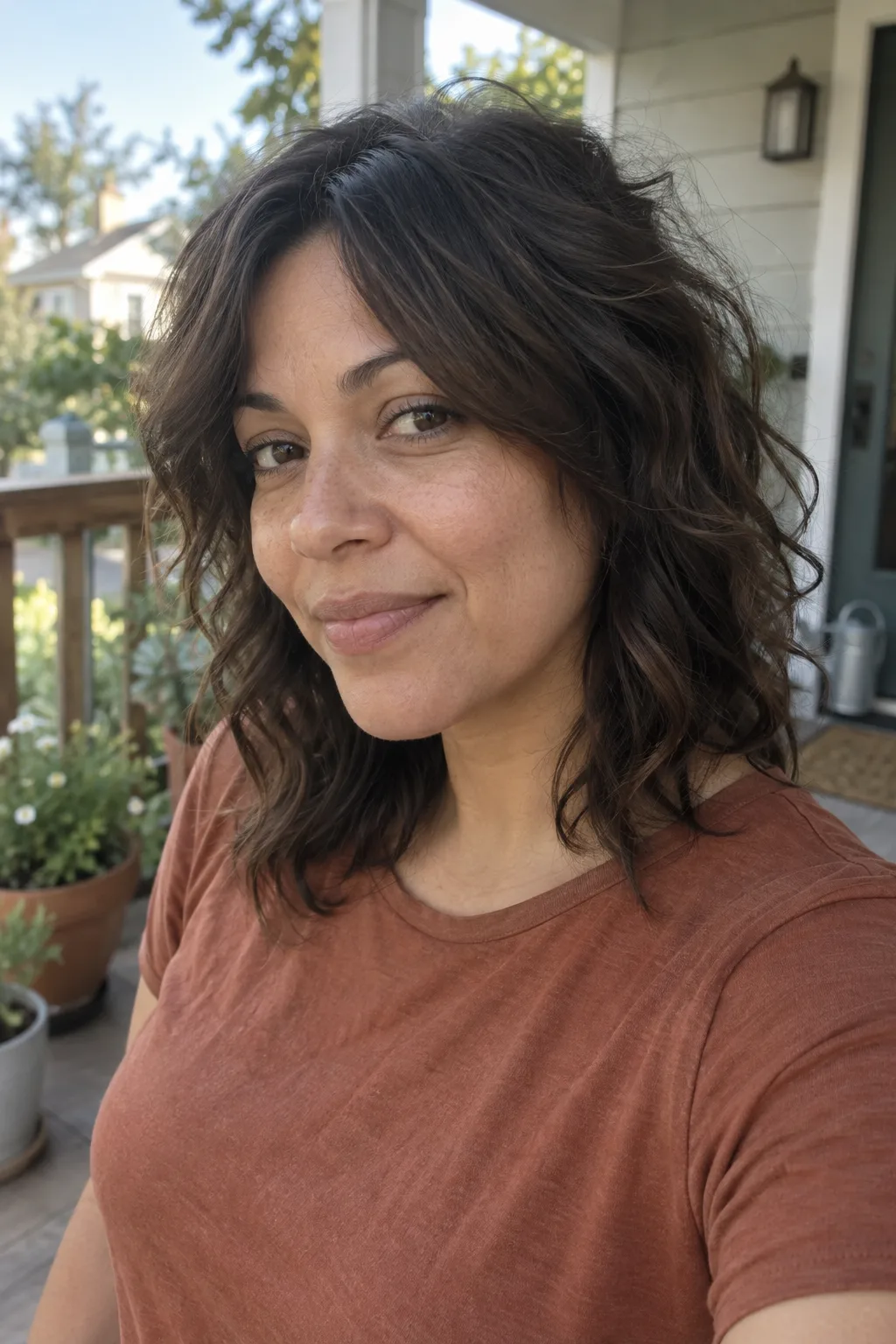 Shoulder-Length Shag With Curtain Bangs hairstyle