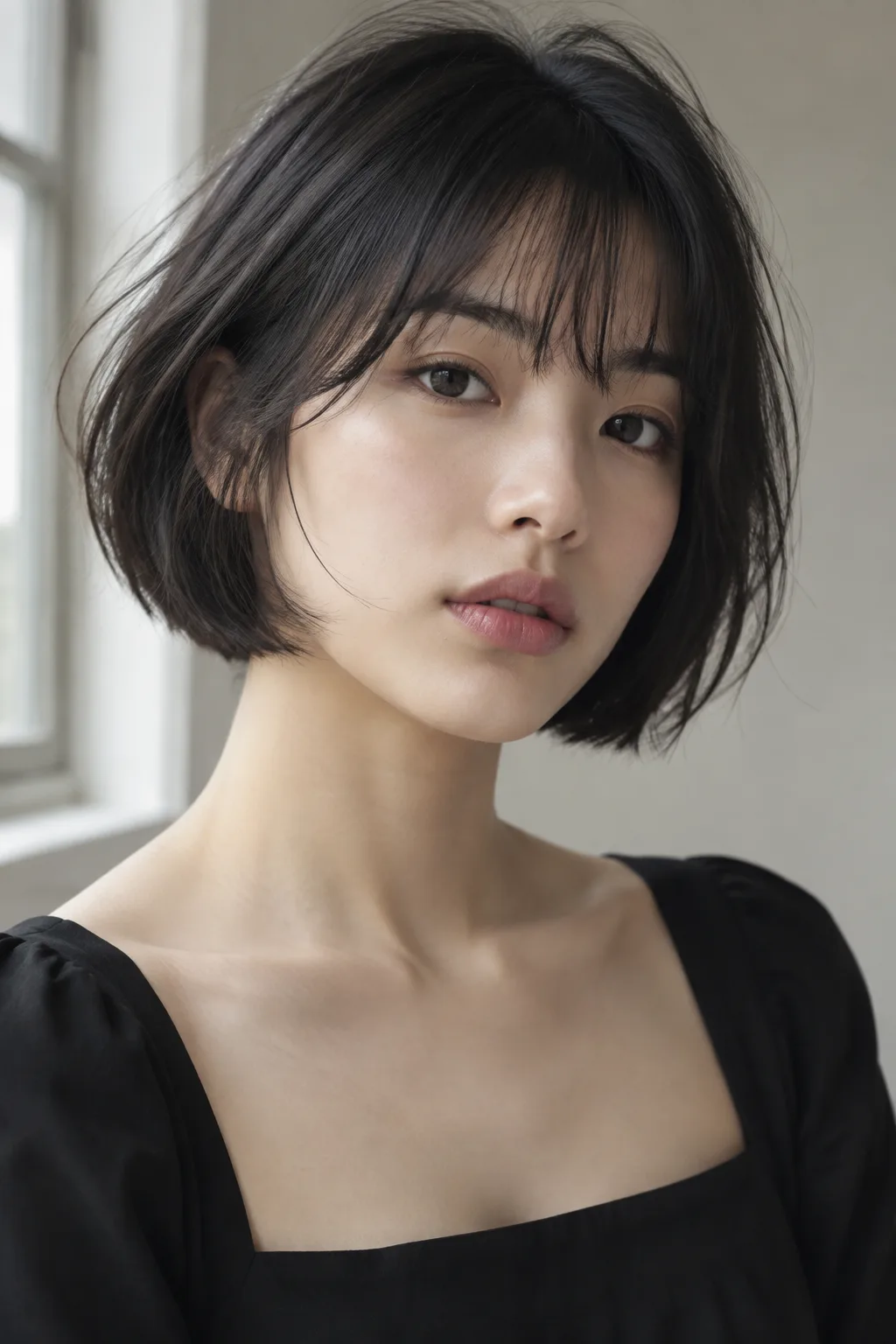 Messy French Bob with Bangs hairstyle