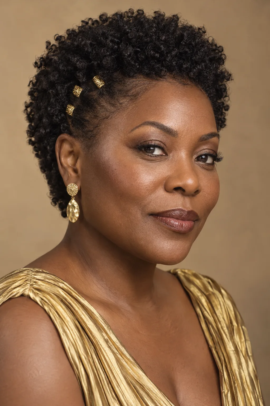 Short Curls with Gold Pins hairstyle
