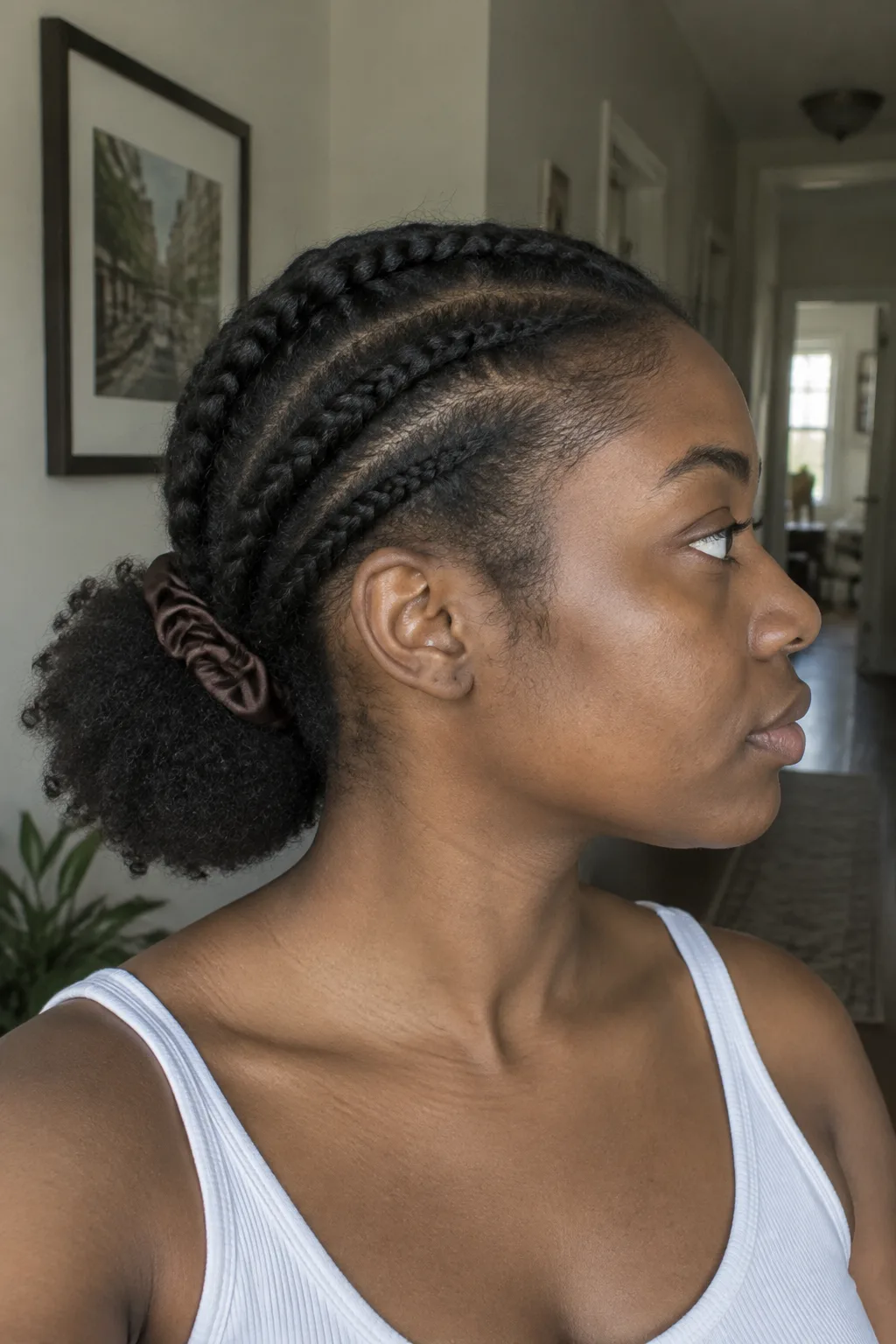 Flat Twists Into a Low Puff hairstyle