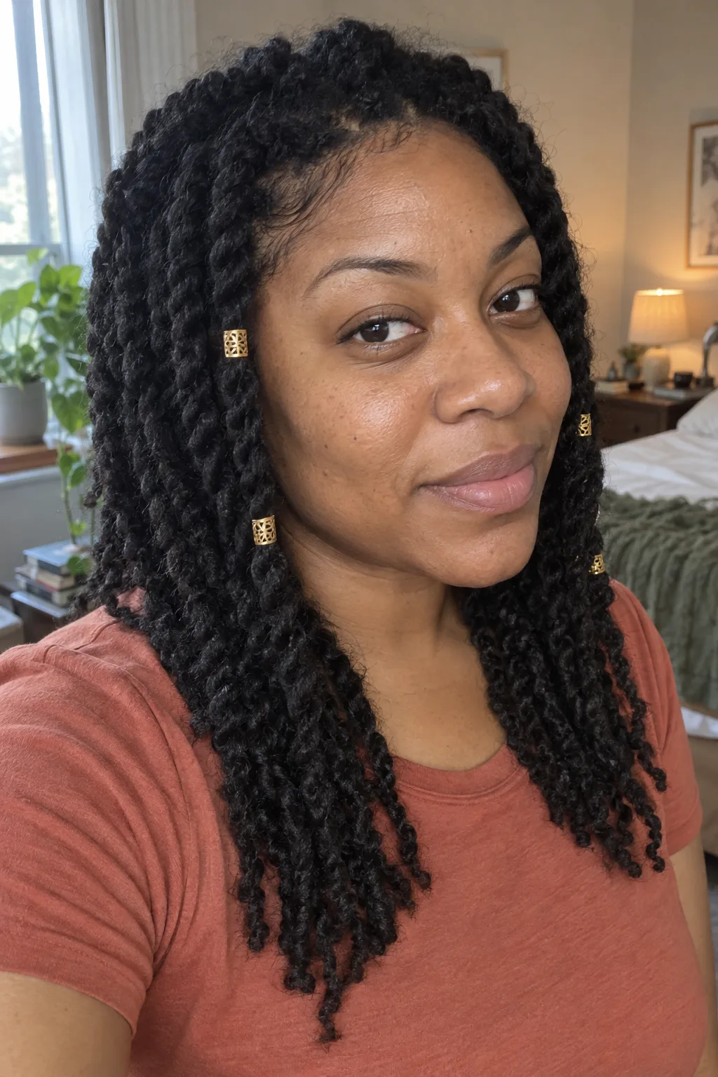 Twists With Gold Hair Cuffs