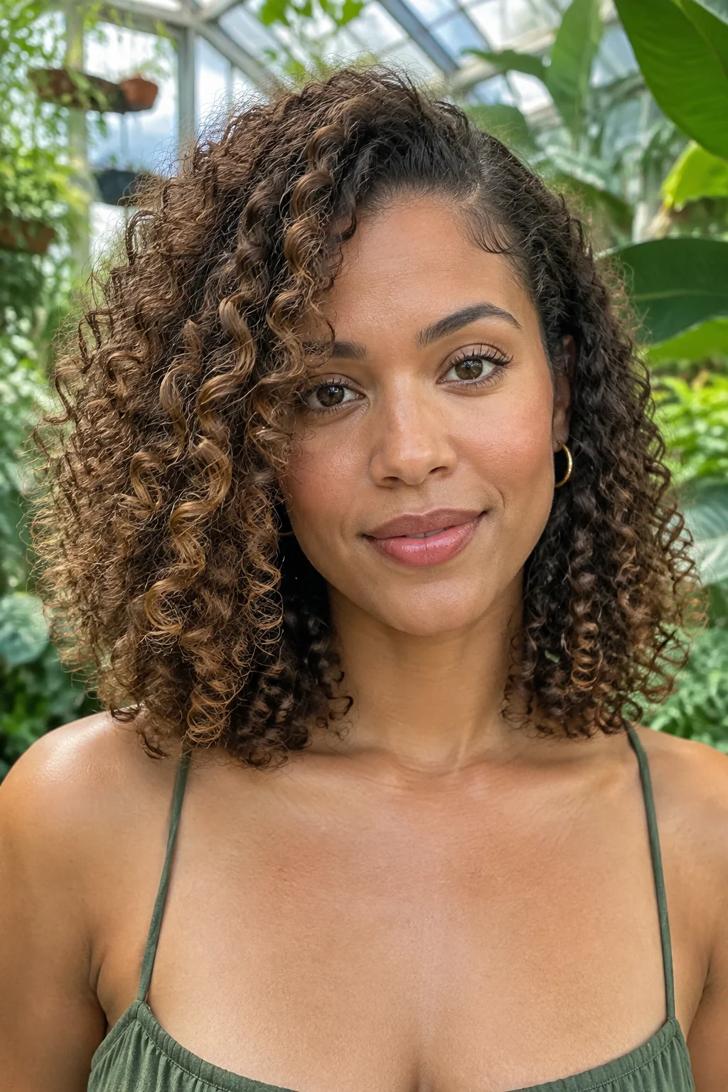 Deep Side Part Curly Lob hairstyle