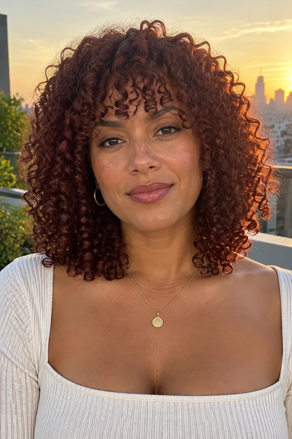 Curly Lob with Curly Bangs hairstyle