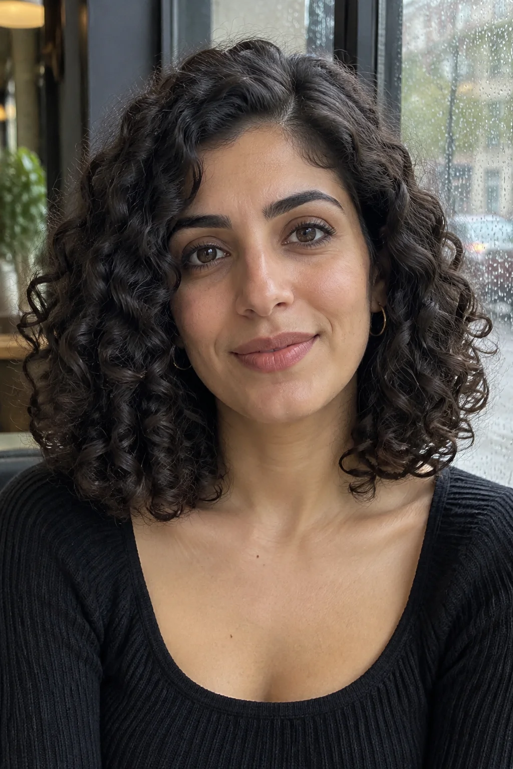 Tapered Nape Curly Lob hairstyle