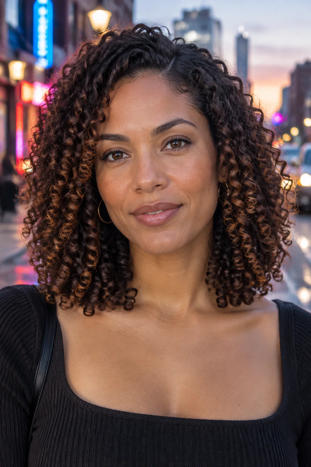 Pineapple-Friendly Curly Lob hairstyle