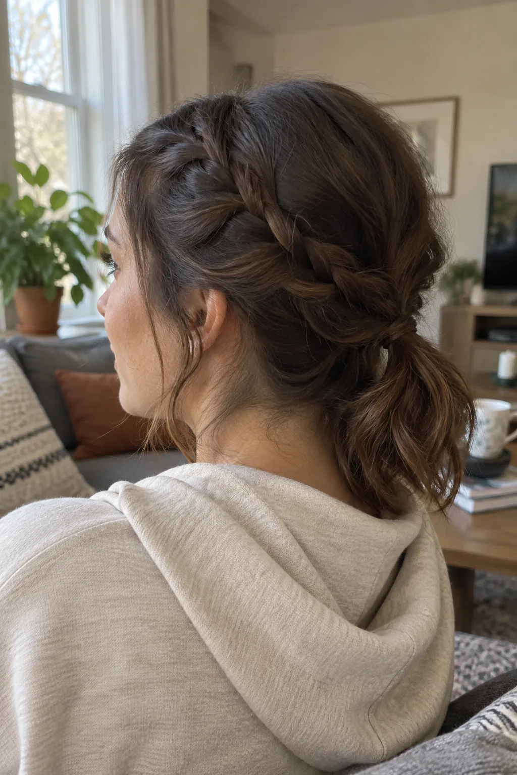 Half-Up Boho Braid With a Low Ponytail hairstyle