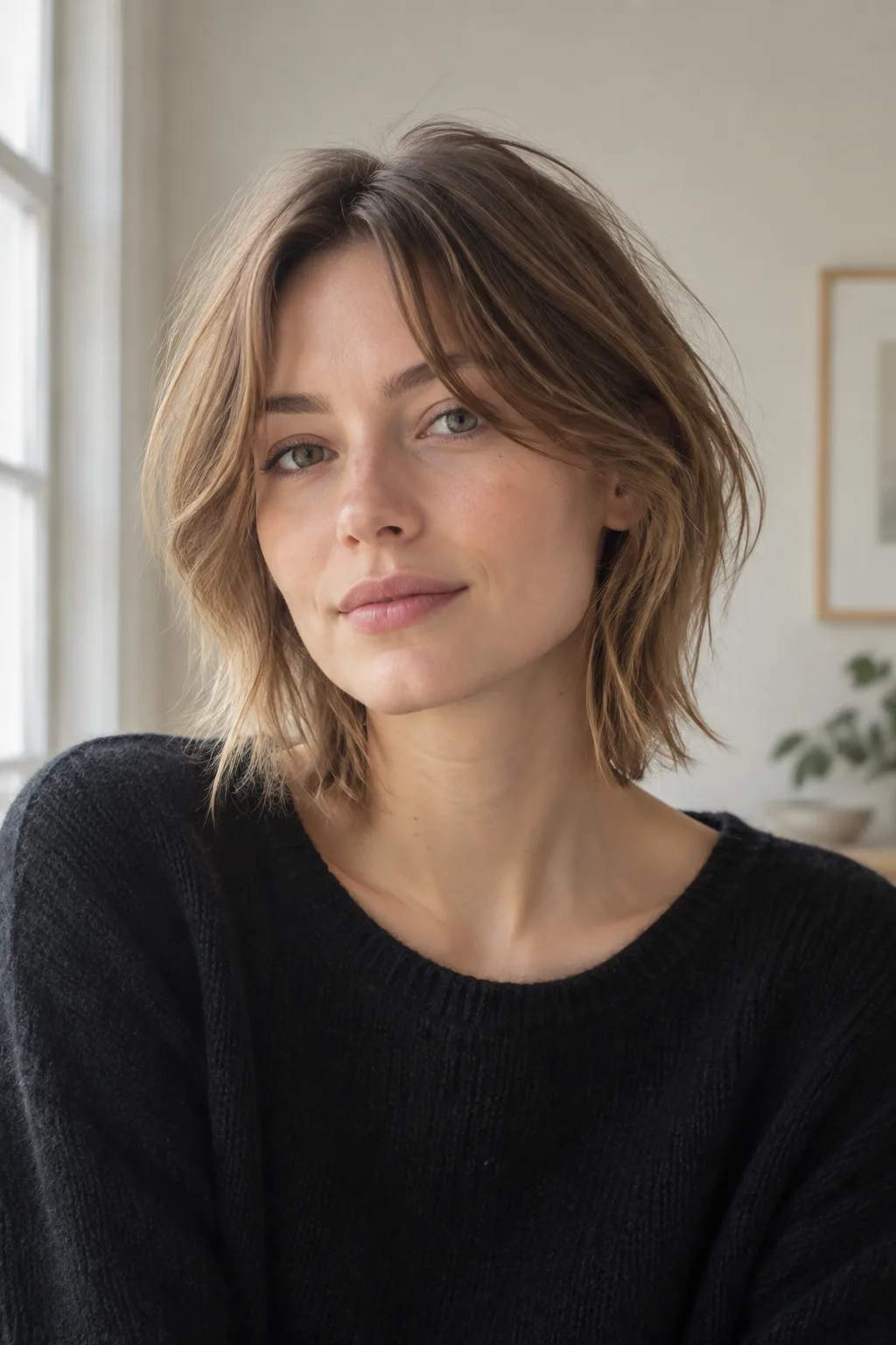 Short Shag with Curtain Bangs hairstyle
