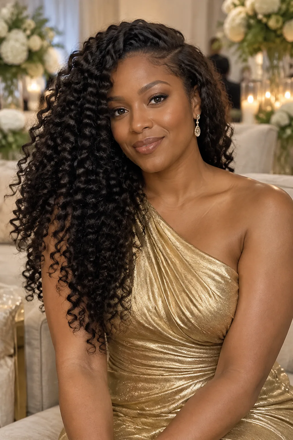 Side-Swept Cascading Curls hairstyle