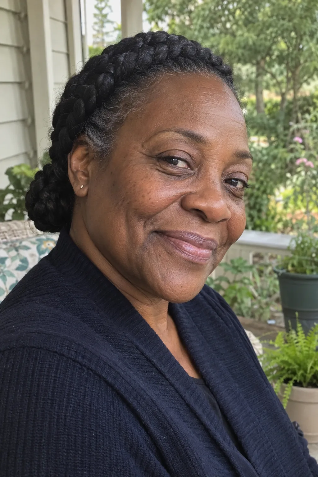 Cornrow Halo With a Low Bun hairstyle