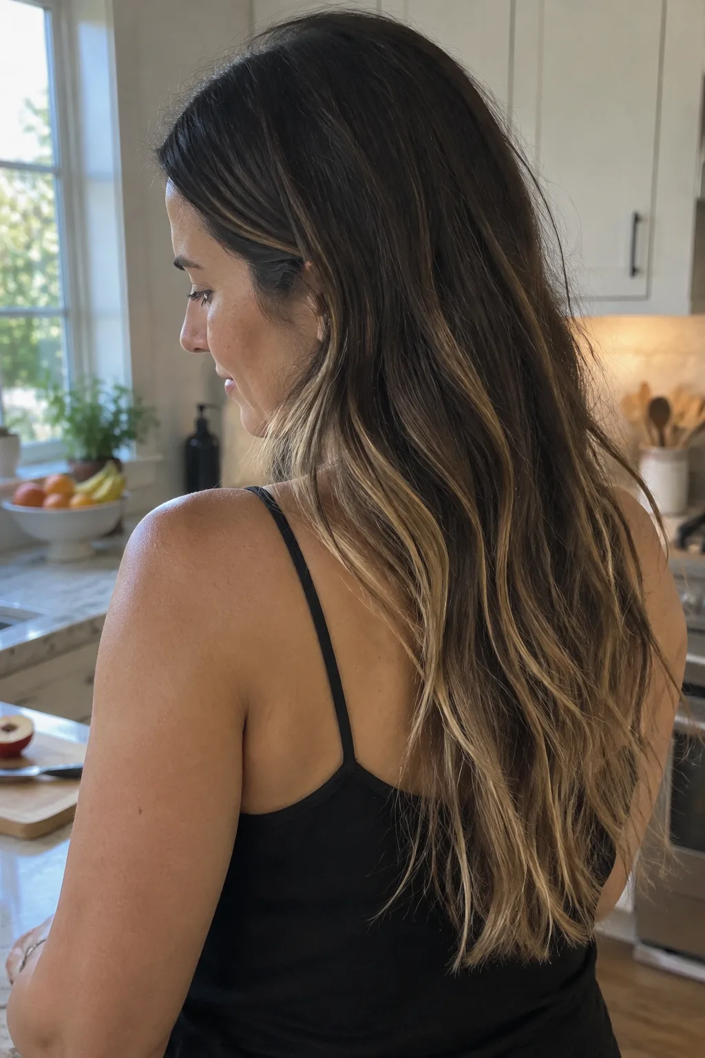 Honey Blonde Balayage on Dark Brown Hair
