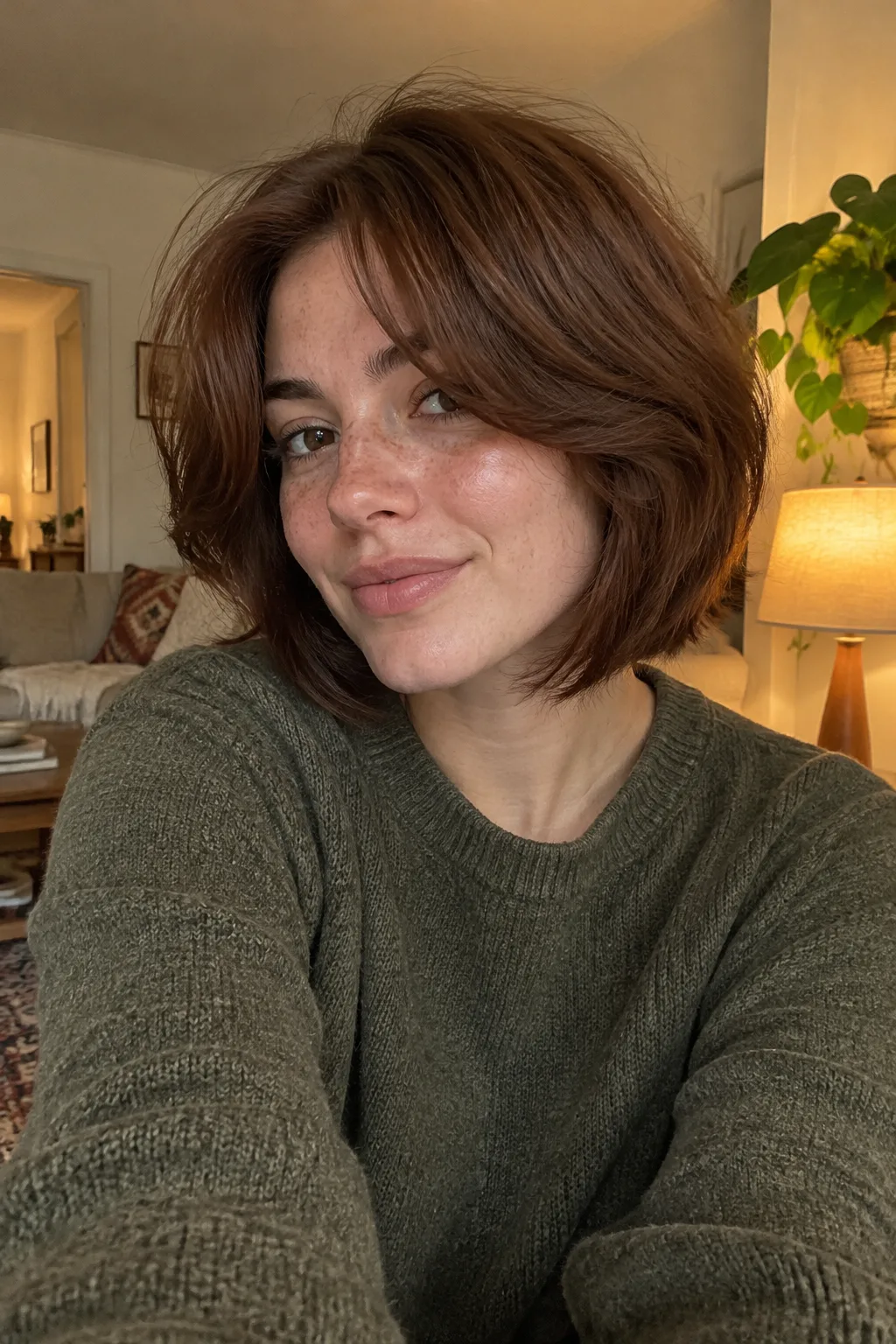 Layered Bob with Curtain Bangs hairstyle