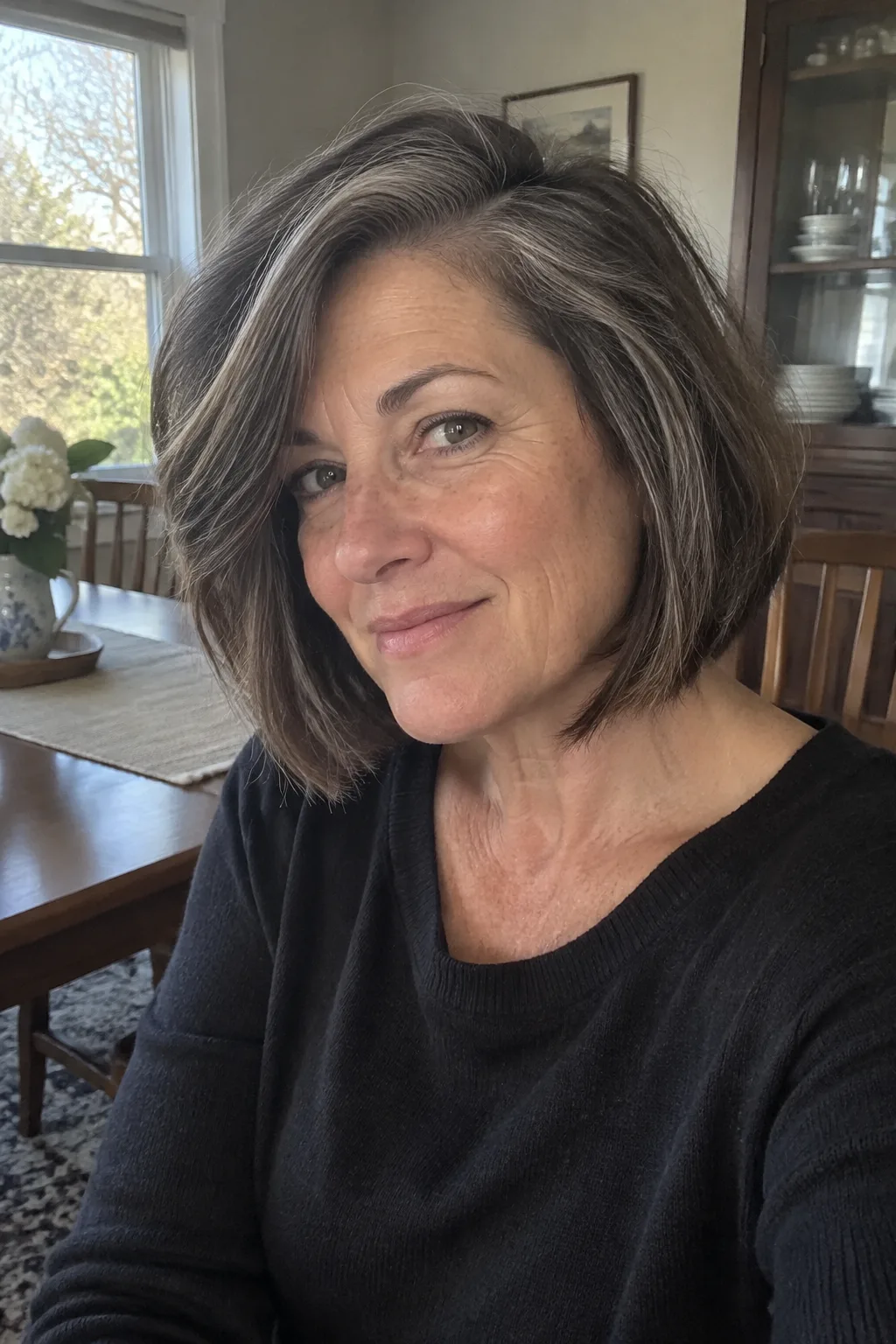 Side-Parted Layered Bob hairstyle