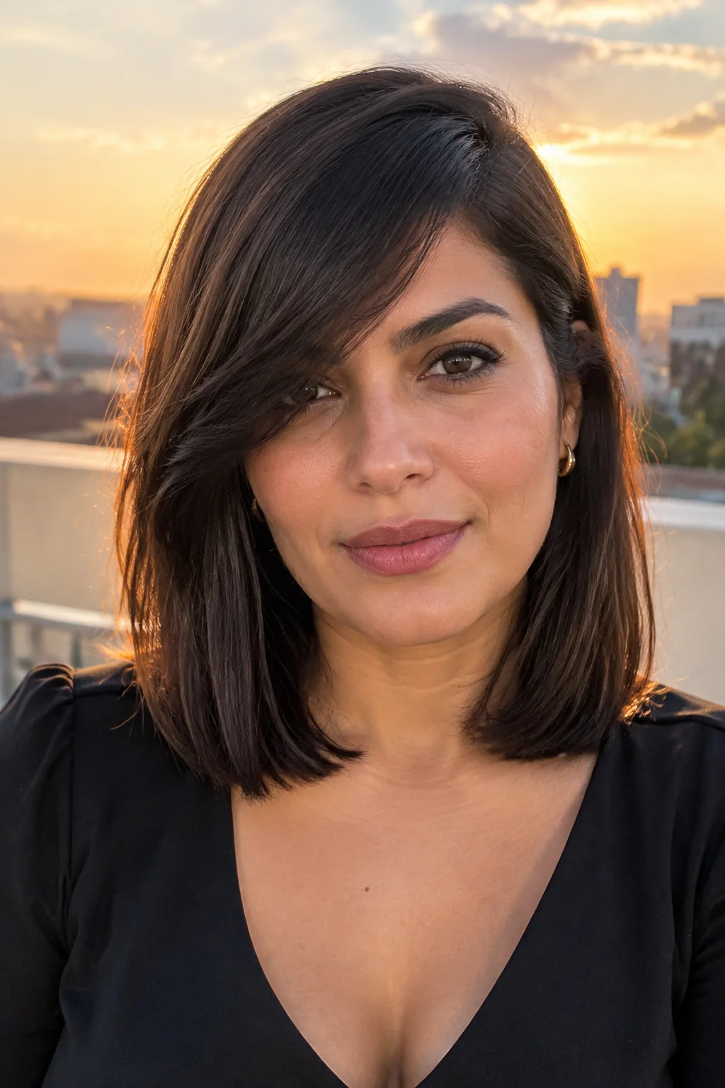 Deep Side Part Lob hairstyle