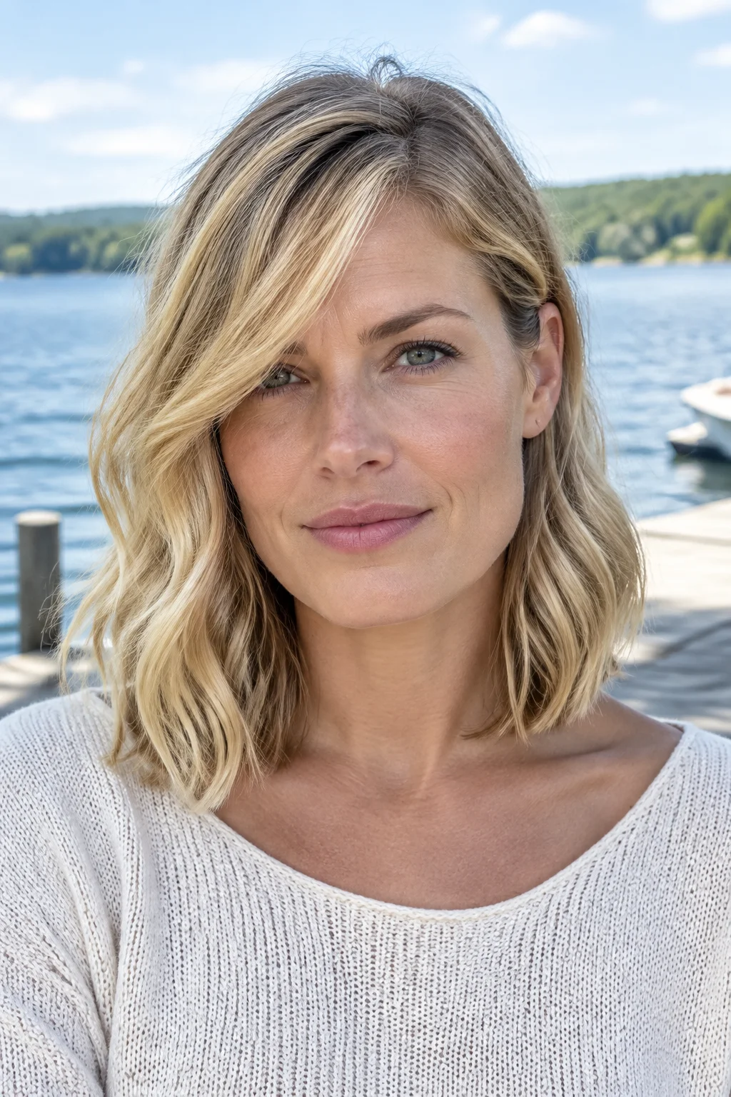 Wavy Lob with Tucked Side Bangs hairstyle